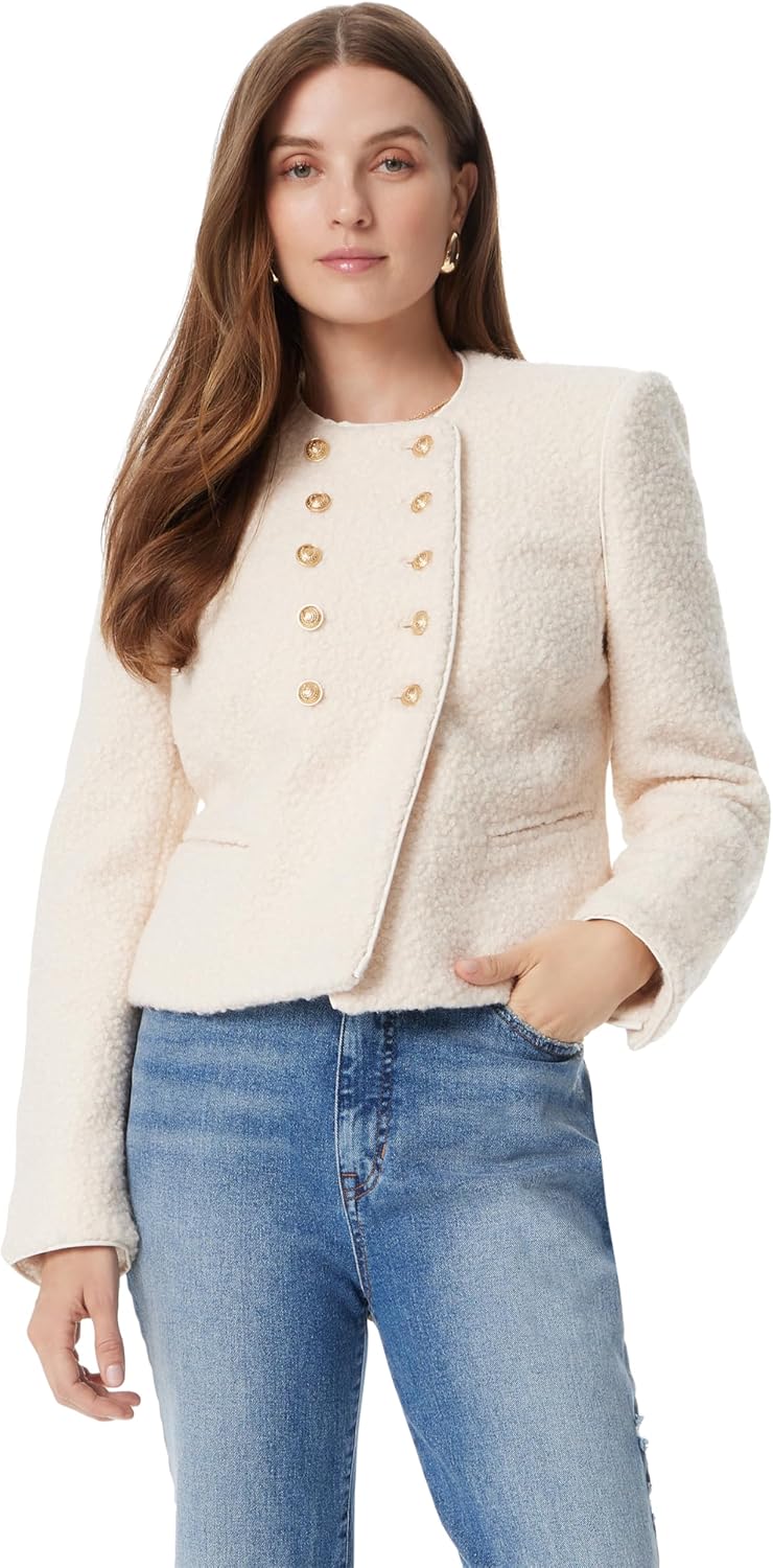 Sam Edelman Women's Fiona Double Breasted Collarless Blazer Standard