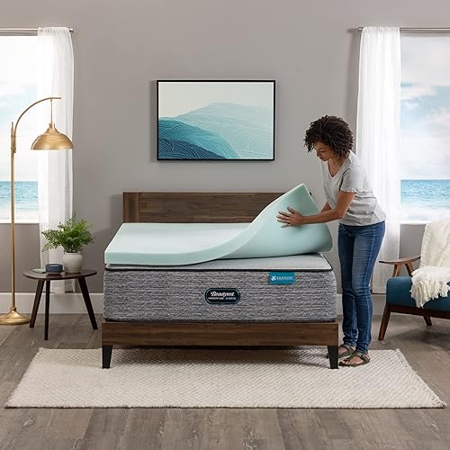 Miniatura 3 de Beautyrest Thermagel - Cubrecolchón de espuma viscoelástica para aliviar la presión, tamaño matrimonial, 3 pulgadas, color azul