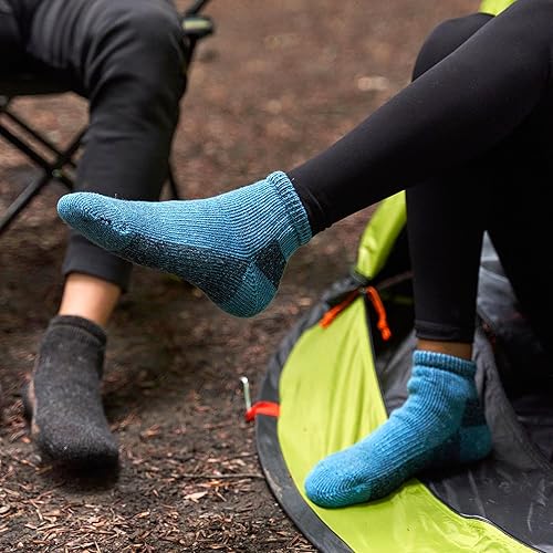 Miniatura 5 de GoWith 2 Pairs Alpaca Wool Low-Cut Ankle Socks for Men Women, Cushioned Terry Warm Thermal Thick Merino Blend Camping Socks