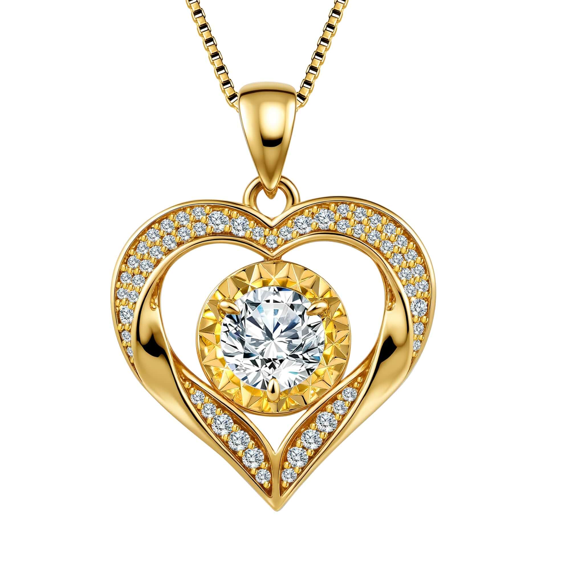 Moissanite Necklace for Women 14k Gold Heart Necklaces Moissanite Pendant for Woman 1 Carat - Luxury Love Jewelry Gift for Anniversary, Birthday and Christmas - Jewelry for Wife from Husband