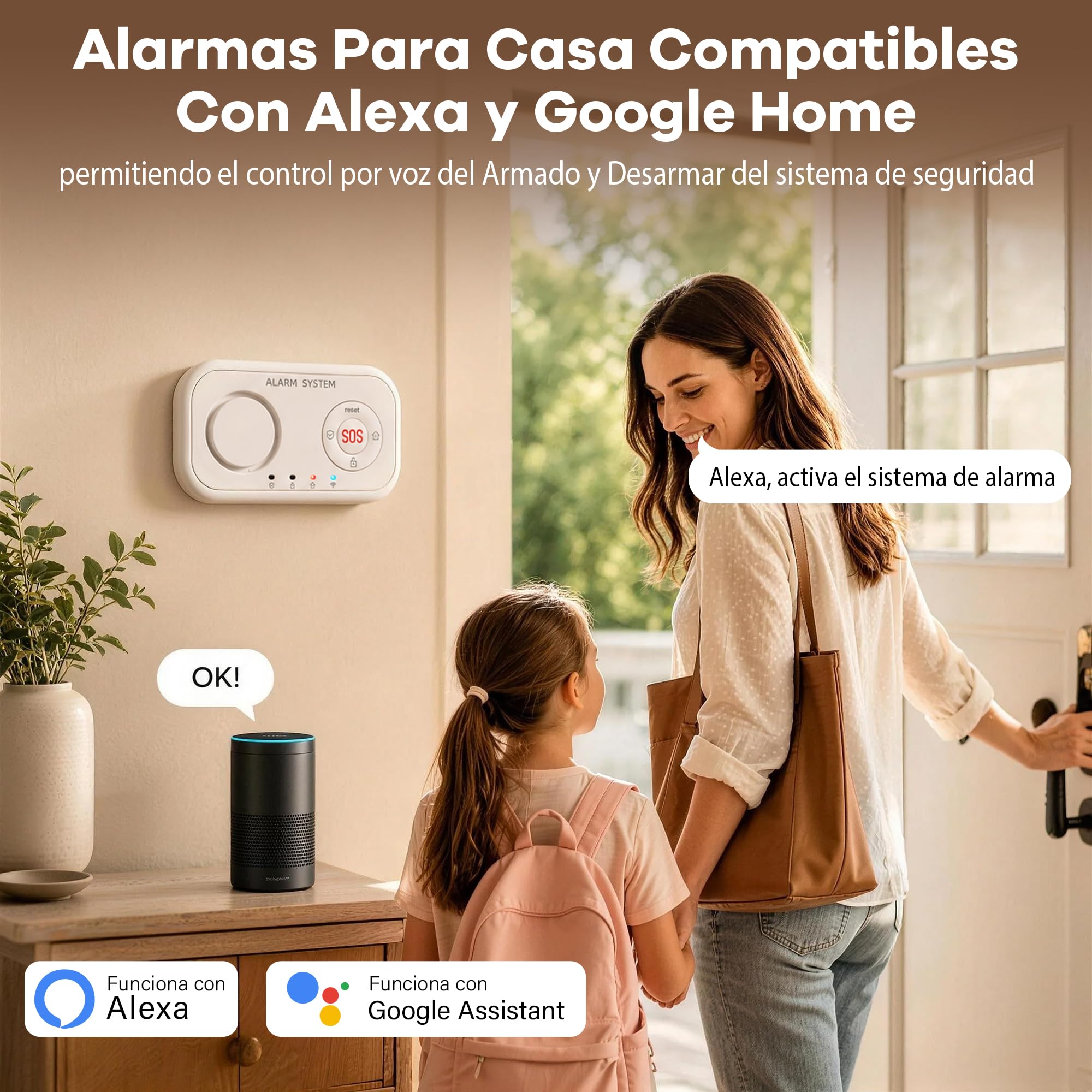 YISEELE Alarmas para casa : Alarma casa inalámbrica con Central 120dB - Botón Emergencia Ancianos y sin cuotas -Protege a tu Familia y Bienes Cuando no estés en casa– Compatible con Alexa & Google