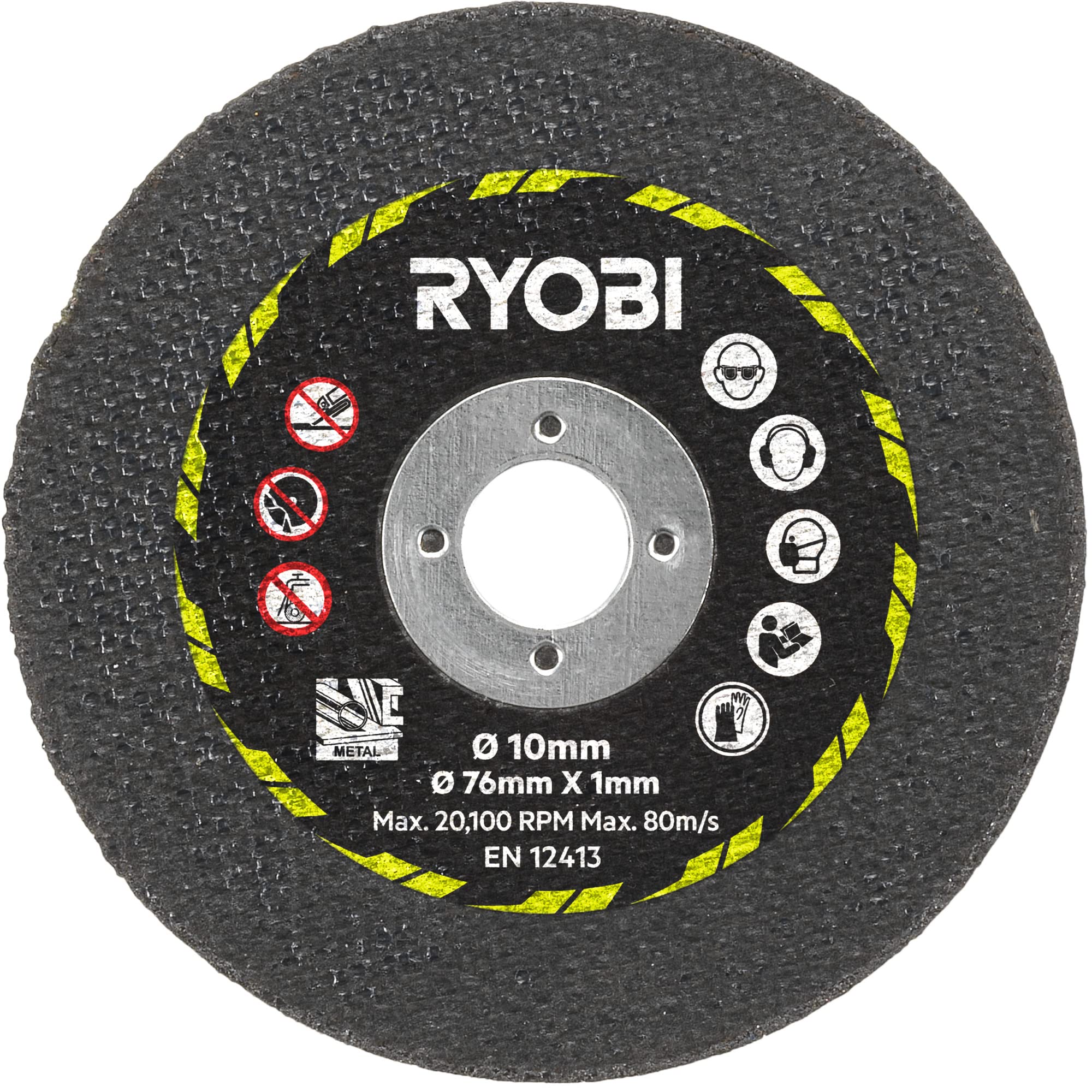 Ryobi Zestaw Tarcz do Przecinarek, RAKCOT03, 3 Sztuki, 1x do Cięcia Metalu i Stali Nierdzewnej, 1x do Cięcia Płytek Ceramicznych i Cementu Włóknistego, 1x do Cięcia Suchego Tynku i Plastiku