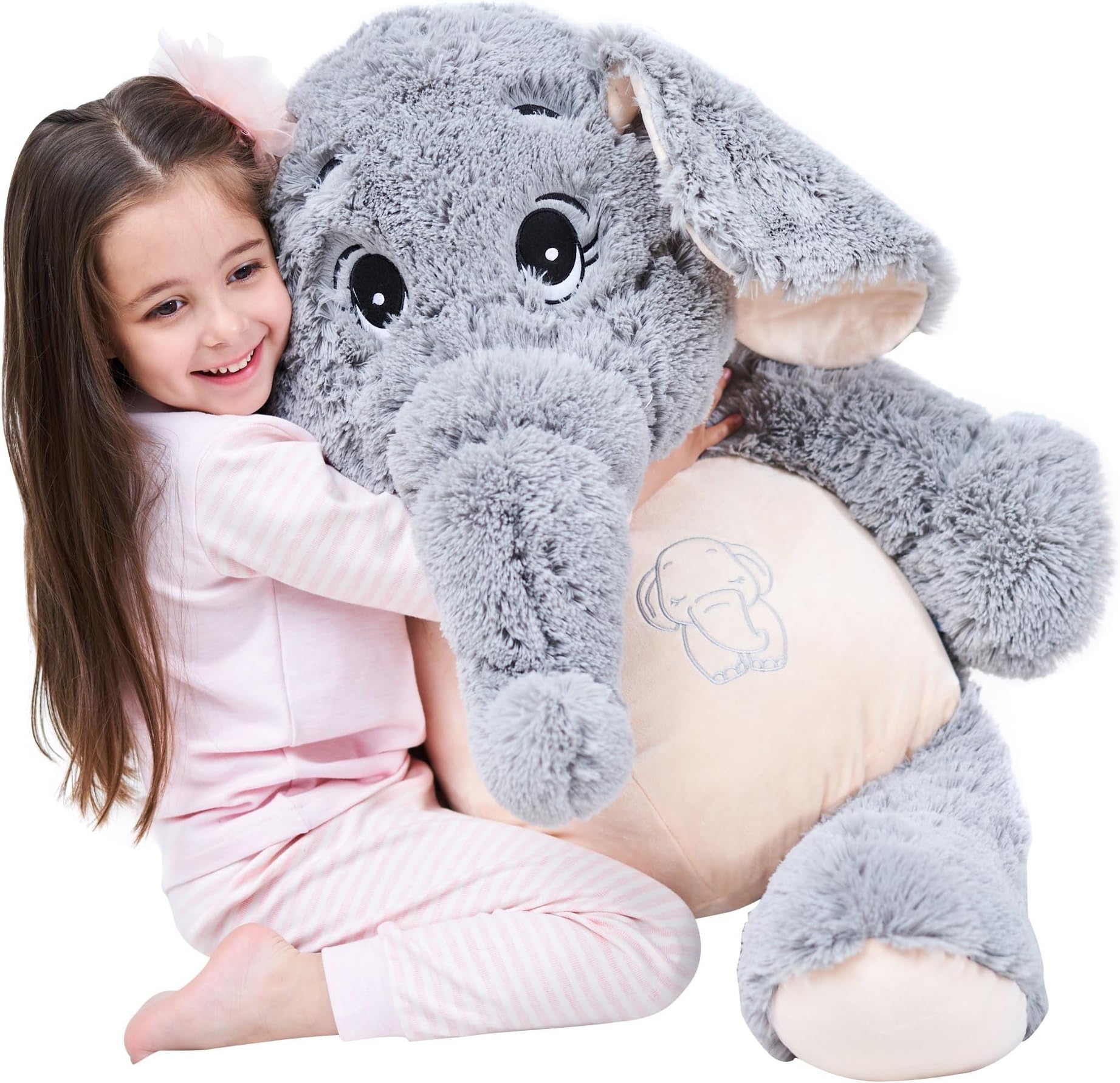 IKASA Giant Elephant Stuffed Animal Plush Soft Toys Gifts Grey (Grey, 100cm)