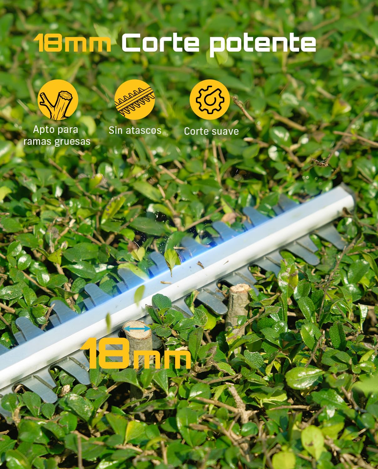 SEESII Cortasetos Batería, Cortasetos Eléctrico con Pértiga Telescópica 2,4 M, Cuchilla Doble Acción 50 Cm, 2×4000 mAh Baterías, Cabezal Giratorio Ajustable, para Setos Y Arbustos