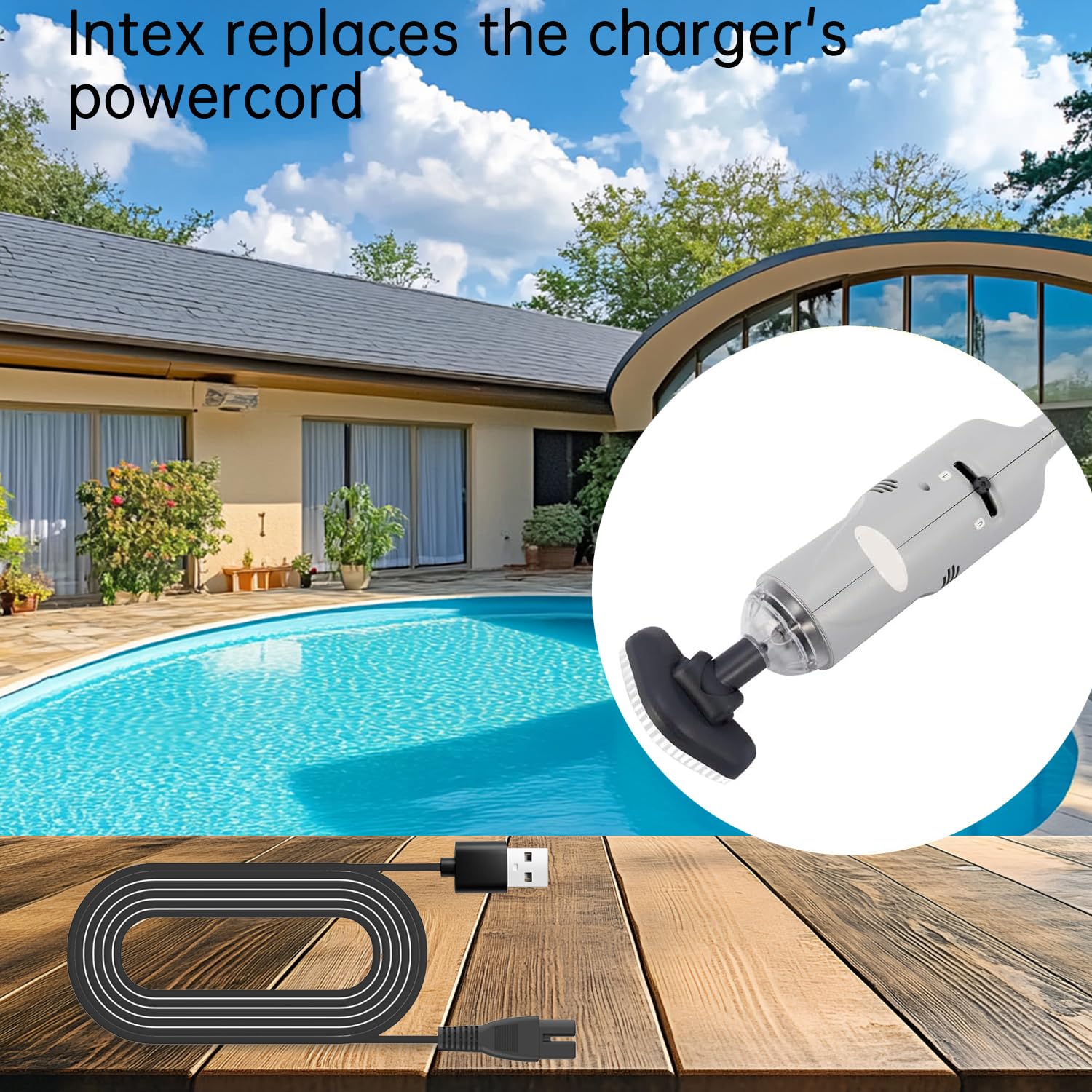 Chargeur 5V USB Câble Compatible Aspirateur Piscine Intex ZR100 28626 28620