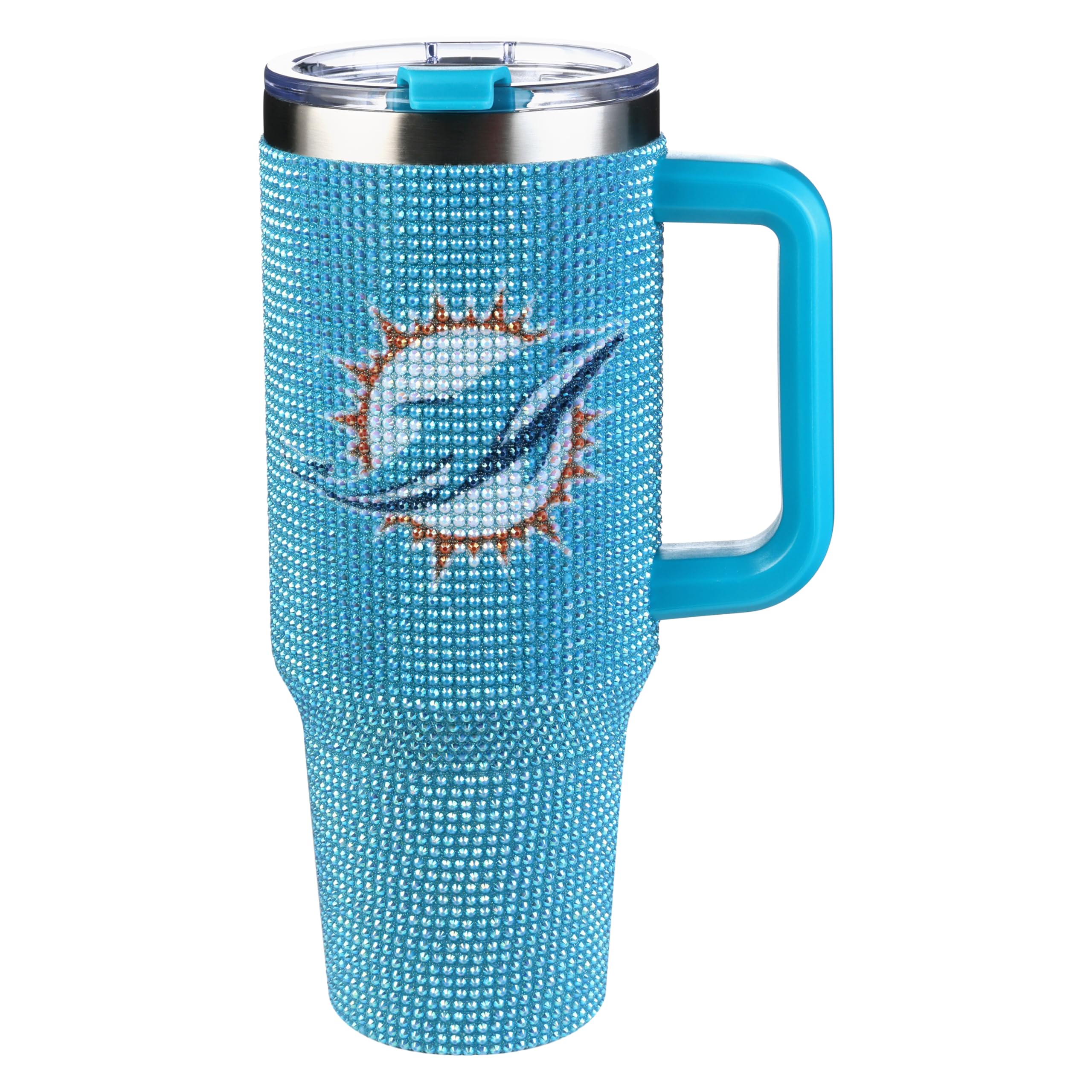 The Memory Company Officially Licensed 40oz TC Bling Game Day Tumbler with Vintage Logo, Miami Dolphins