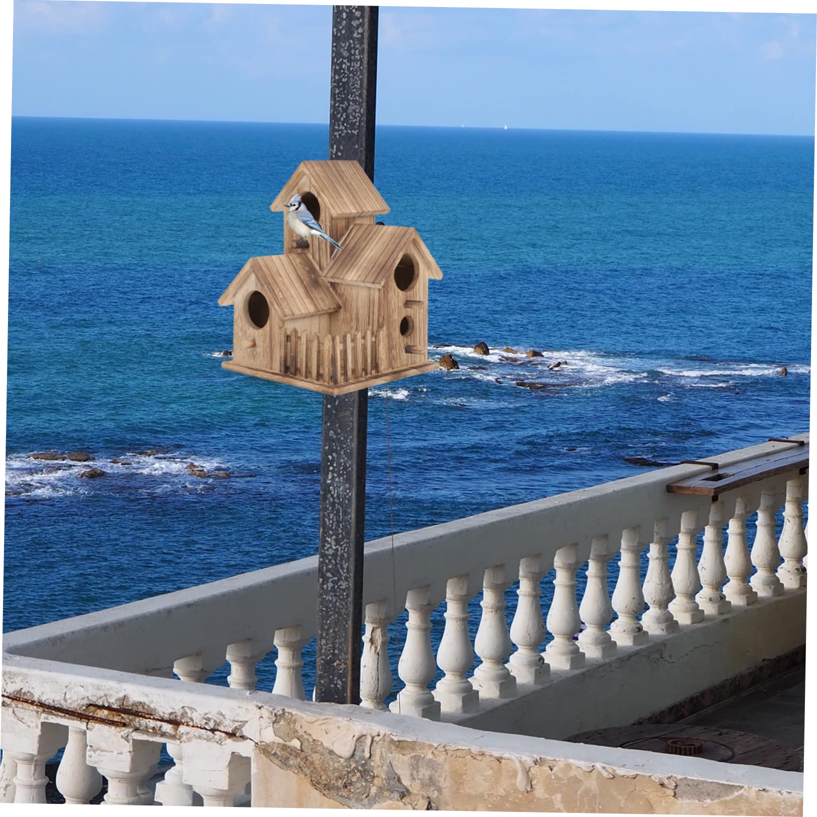 UPKOCH Villa Nido De Pájaro Casita para Pájaros De Exterior Comedero Independiente para Periquitos Nido De Madera para Jardín De Madera Accesorios para Periquitos