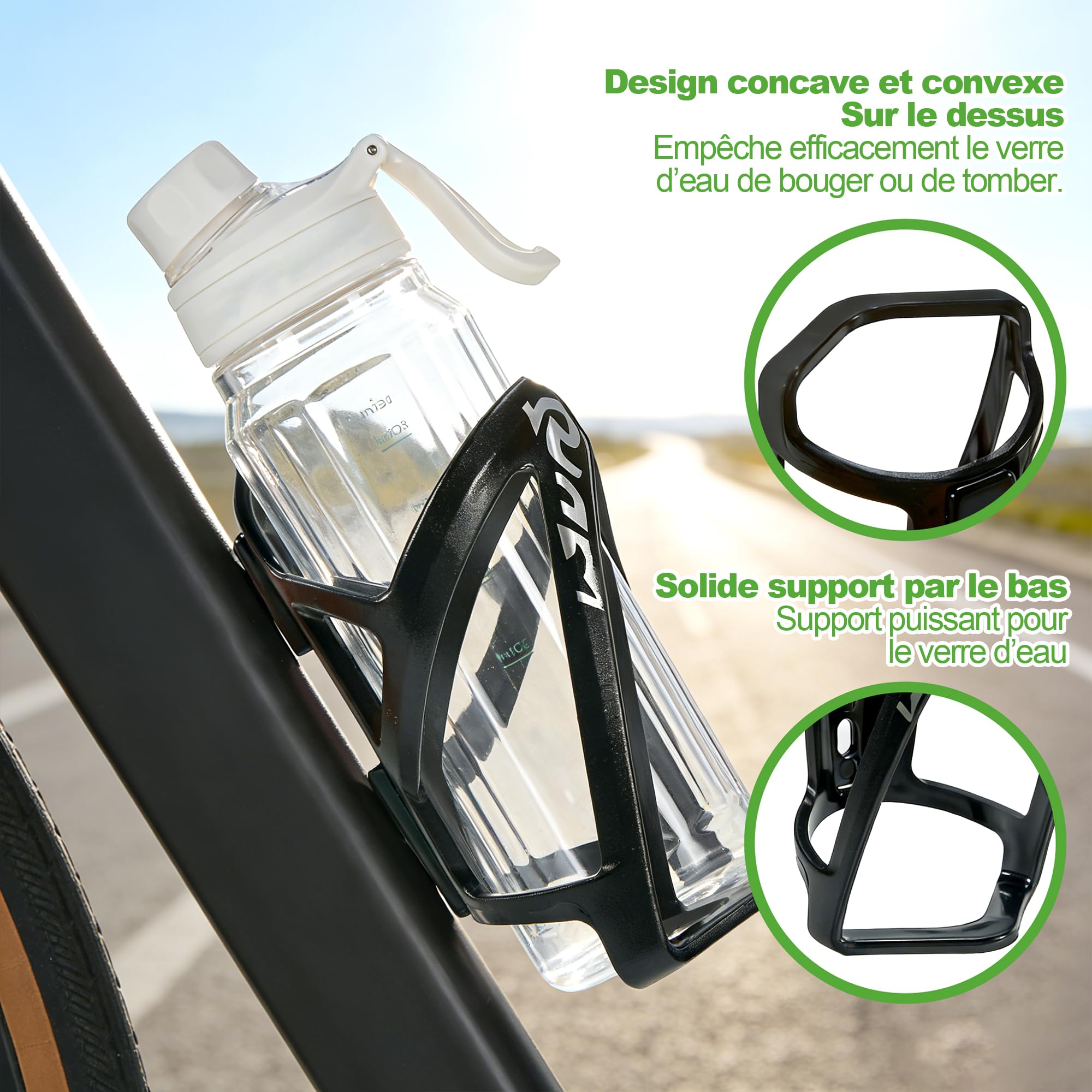 Lot de 2 Porte Bouteille de Vélo, Porte Gourde Velo en Plastique PC Haute Résistance pour VTT et Vélo de Route
