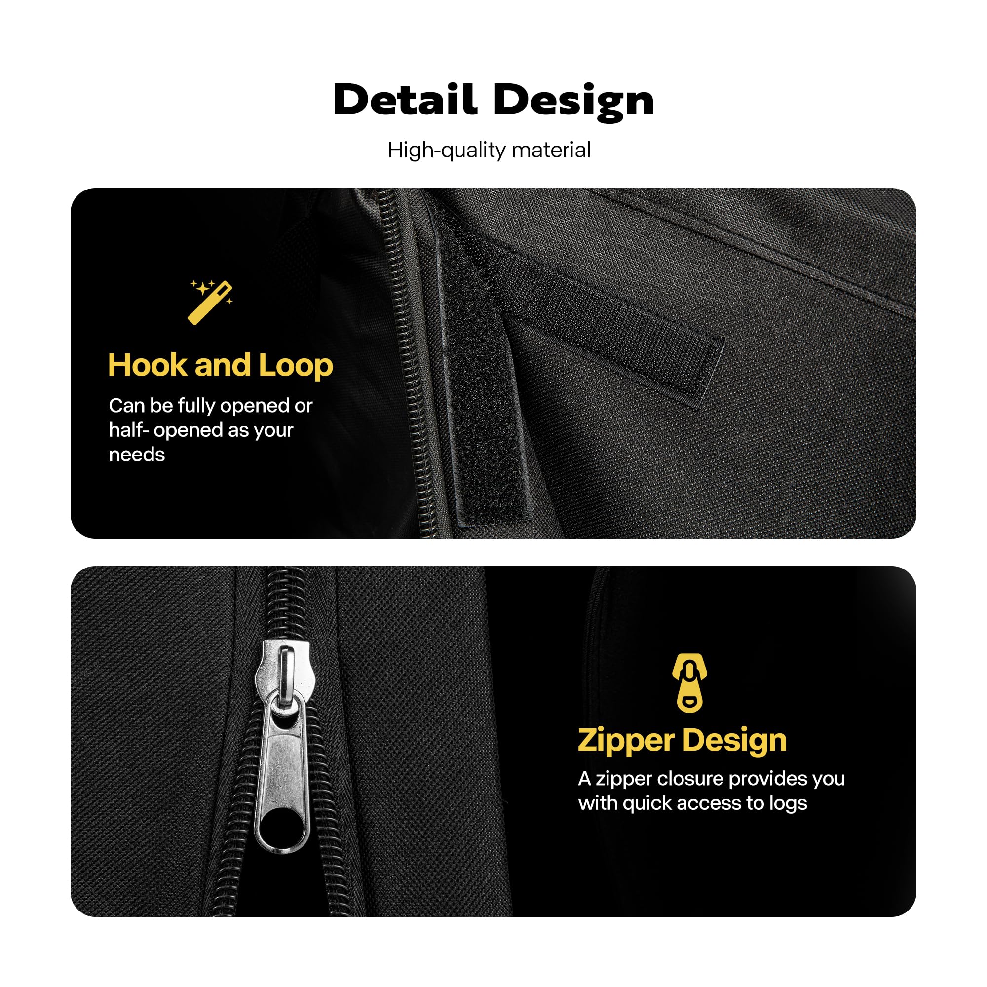 VIVOHOME 12ft Firewood Log Rack Cover, Heavy Duty 600D Oxford Outdoor Weather Resistant Fire Wood Storage Holder Cover with Zipper and Hook Loop Tape