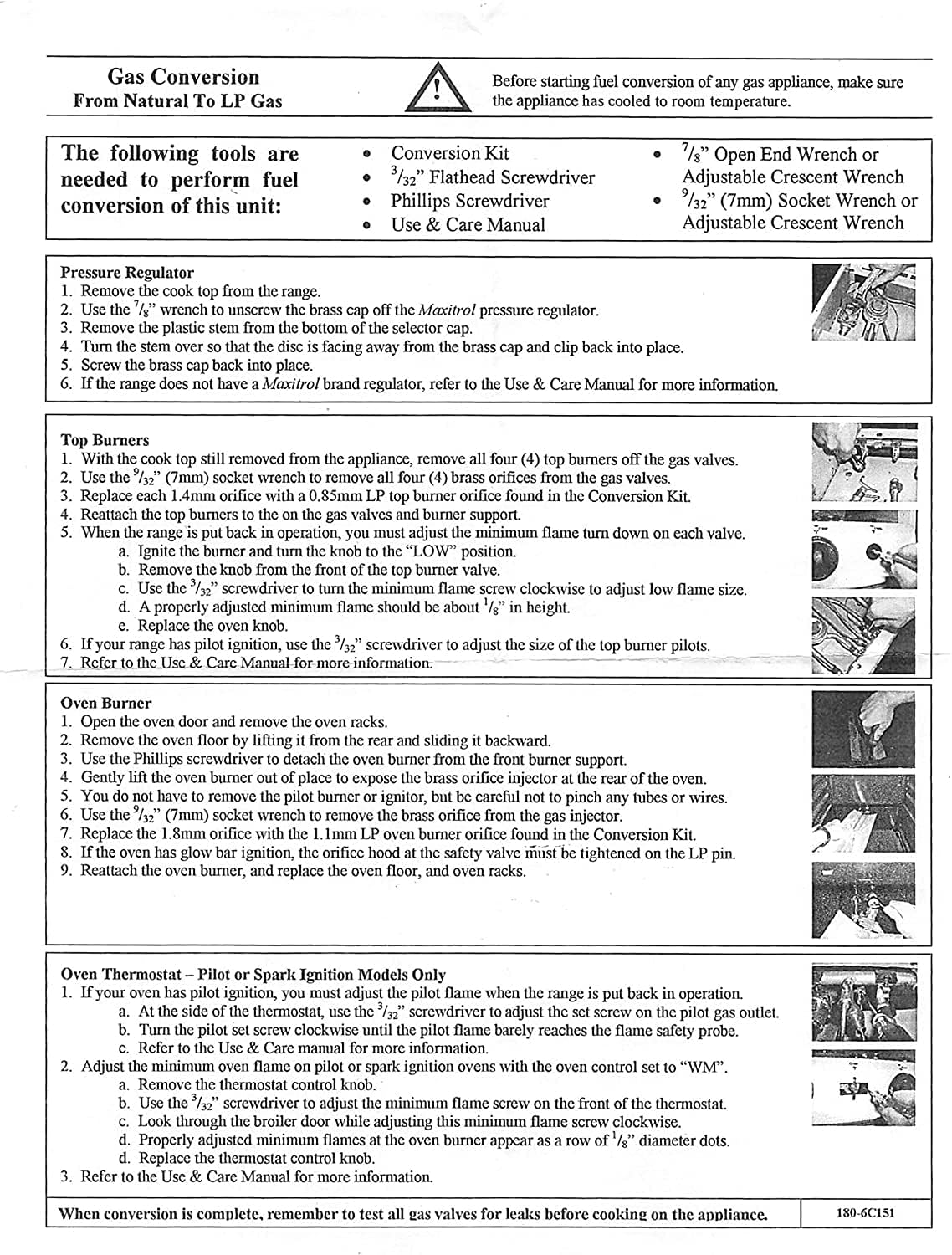 Summit Appliance KIT LP Conversion Kit; Convert Summit Open Burner Battery Start Ranges into LP Gas; Works with Summit Ranges that Utilize the Battery Ignition System; Kit Contains 4 Bronze Adapters