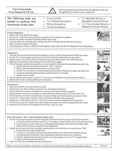 Summit Appliance Kit de conversión KIT LP; convierte rangos de arranque de batería Summit Open Burner en gas LP; funciona con rangos Summit que