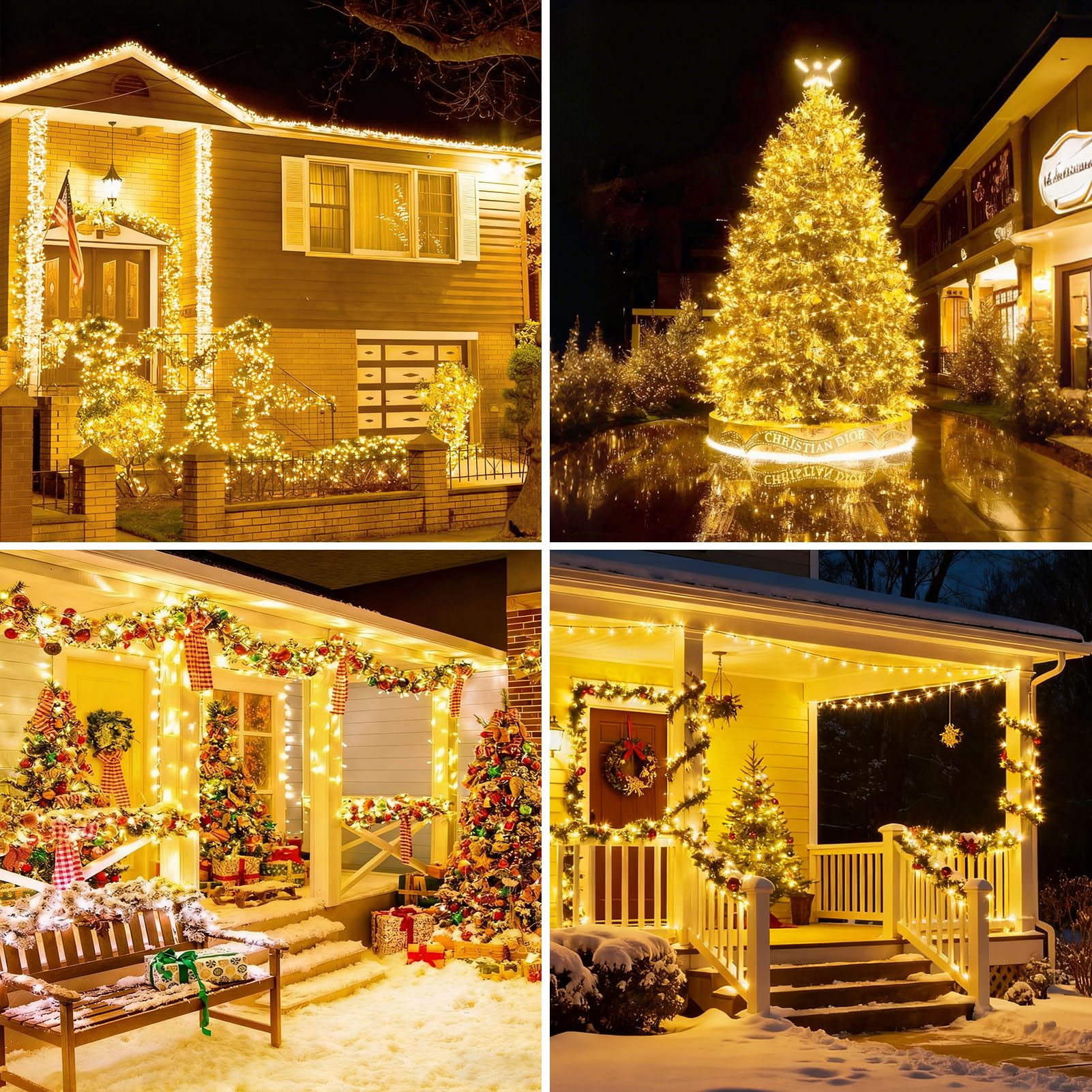 1800 LED Lichterkette Außen, 54M Lichterkette Outdoor Strom 8 Modi mit Fernbedienung Timer Weihnachtsbeleuchtung Außen Transparente Kabel Wasserdicht für Hof Garten Party Hochzeit Haus (Warmweiß)