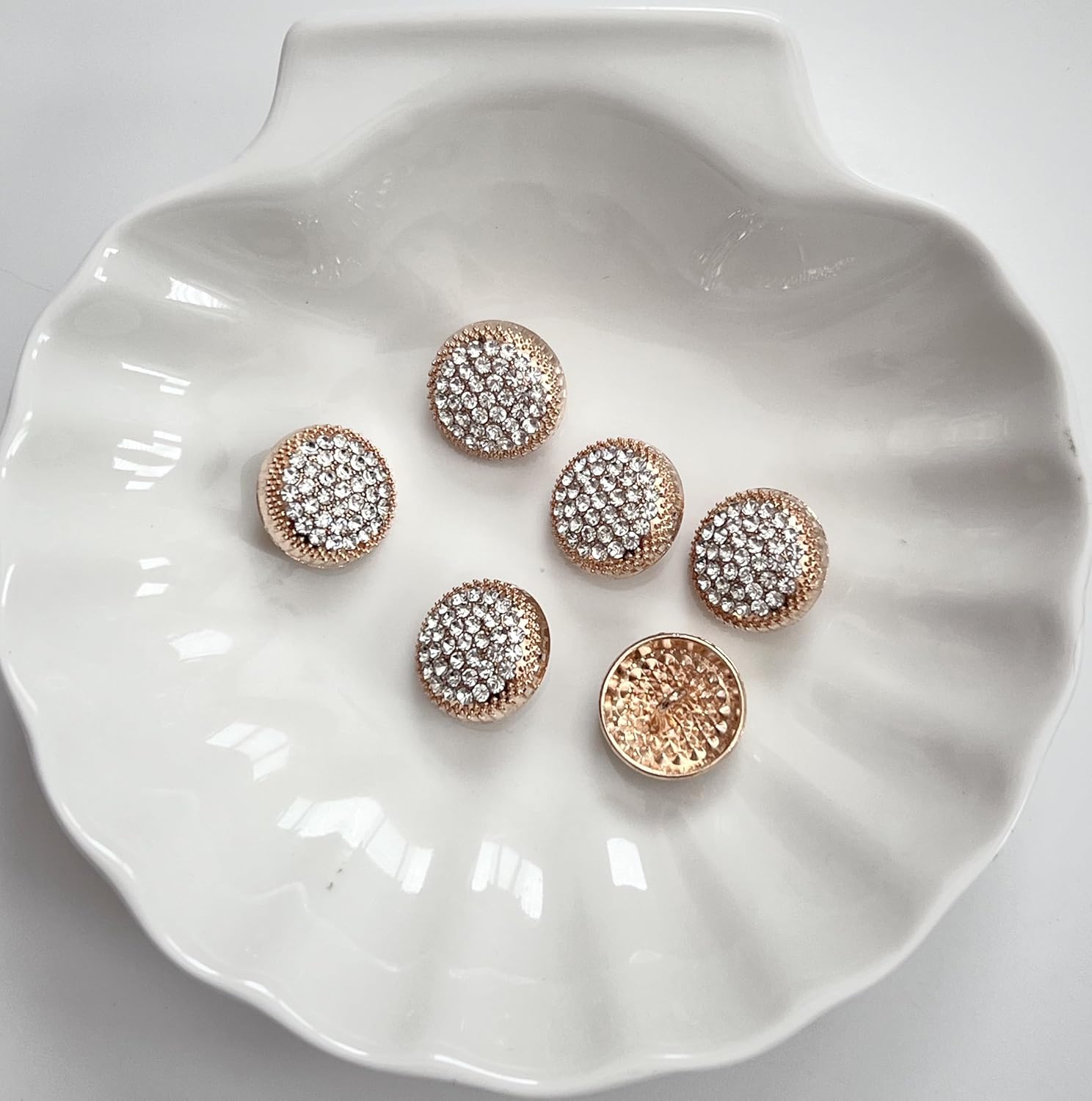 PEPPERLONELY 6PC Silver Gold Rhinestone Metal Buttons for Clothing Jeans Crafts Blazer Pants Jackets Sewing Jewelry Making (Gold, 18mm) - Image 3