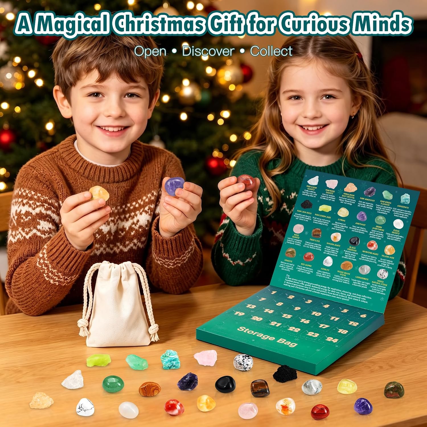 Crystal Advent Calendar 2026 for kids 24 Days Gemstone Advent Calendar