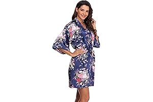 Women's Elegant Floral Polyester Robe