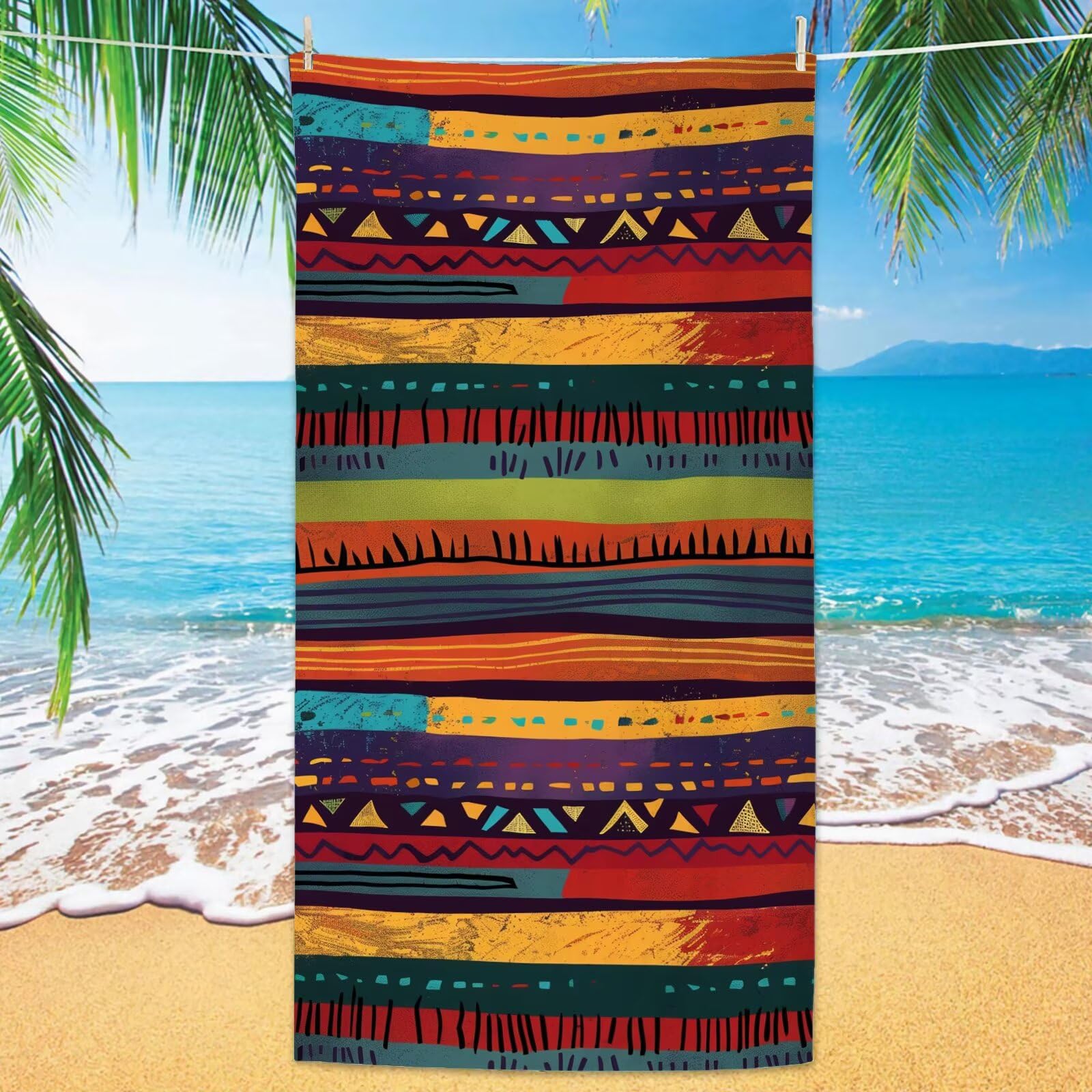 2-pak bardzo dużych 100 x 220 cm kolorowy szybkoschnący ręcznik z mikrofibry bez piasku i plażowy, lekki podróżny, kompaktowy ręcznik kempingowy z torbą do przechowywania, chłonny dla kobiet, mężczyzn