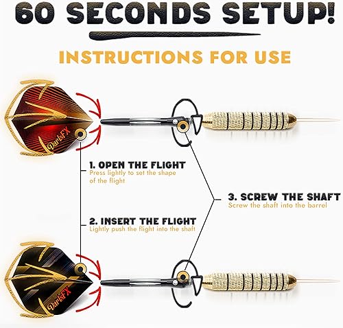 Miniatura 6 de DartsFX Juego de puntas de metal para dardos  Juego de puntas de acero para dardos de 6 x 078oz profesional barriles de latón para juntas tóricas