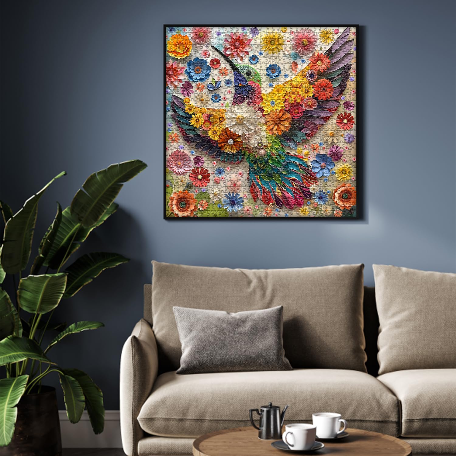 PICKFORU Hummingbird Puzzles for Adults 1000 Pieces, Flower Animal Bird Puzzle Quilling Paper Cut Art, Nature Garden Challenge Jigsaw Puzzle - Image 6