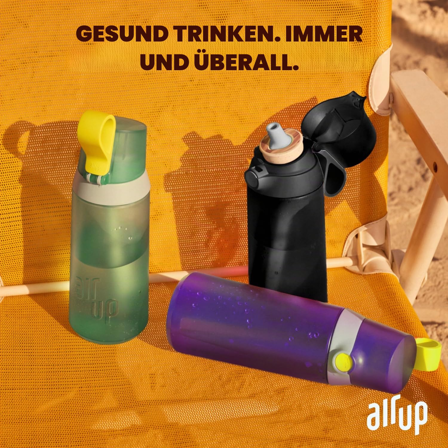 AIR UP Trinkflasche Click Turtle Green Original Starterset mit Pods in 5 Geschmacksrichtungen | 600ml Trinkflasche mit zuckerfreiem Geschmack | spülmaschinengeeignet, BPA-frei