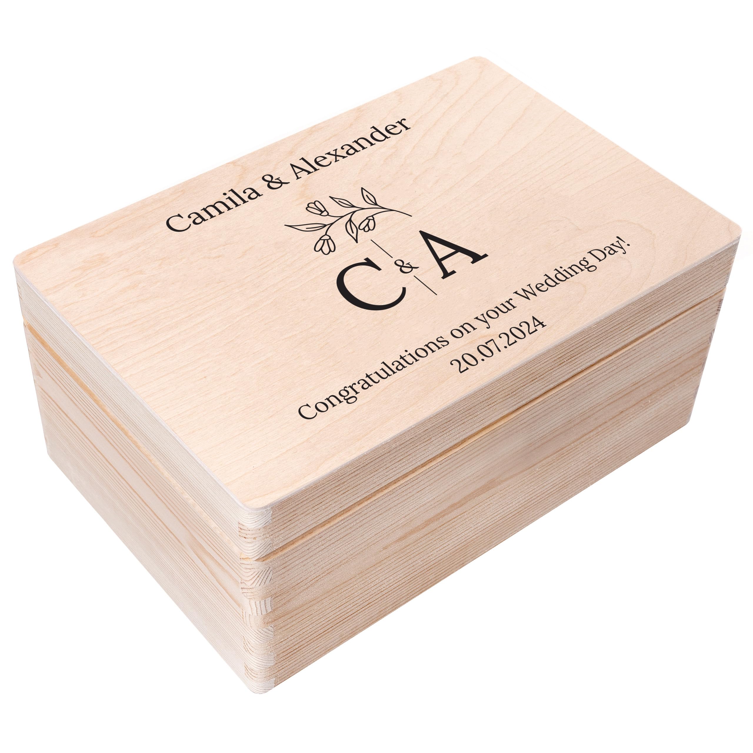 Creative Deco Personalised Wedding Gift | Any Text Gifts for Bride and Groom | Unique Wish Custom Gift Box also for Anniversaries | Customised Wooden Storage Box | Keepsake/Decoration