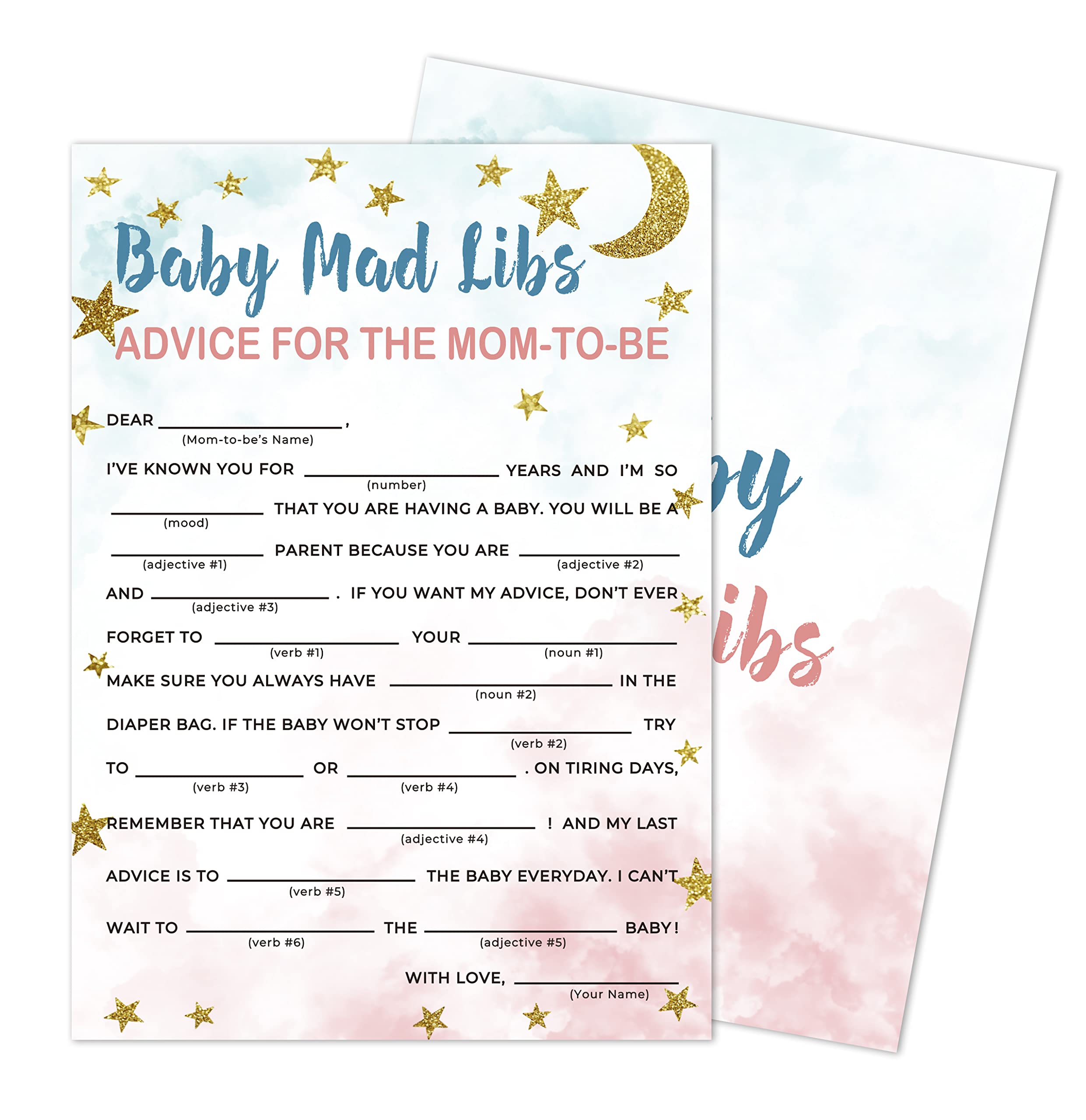 Buy Baby Mad libs Baby Shower Game, Gender Reveal Party Supplies, Moon