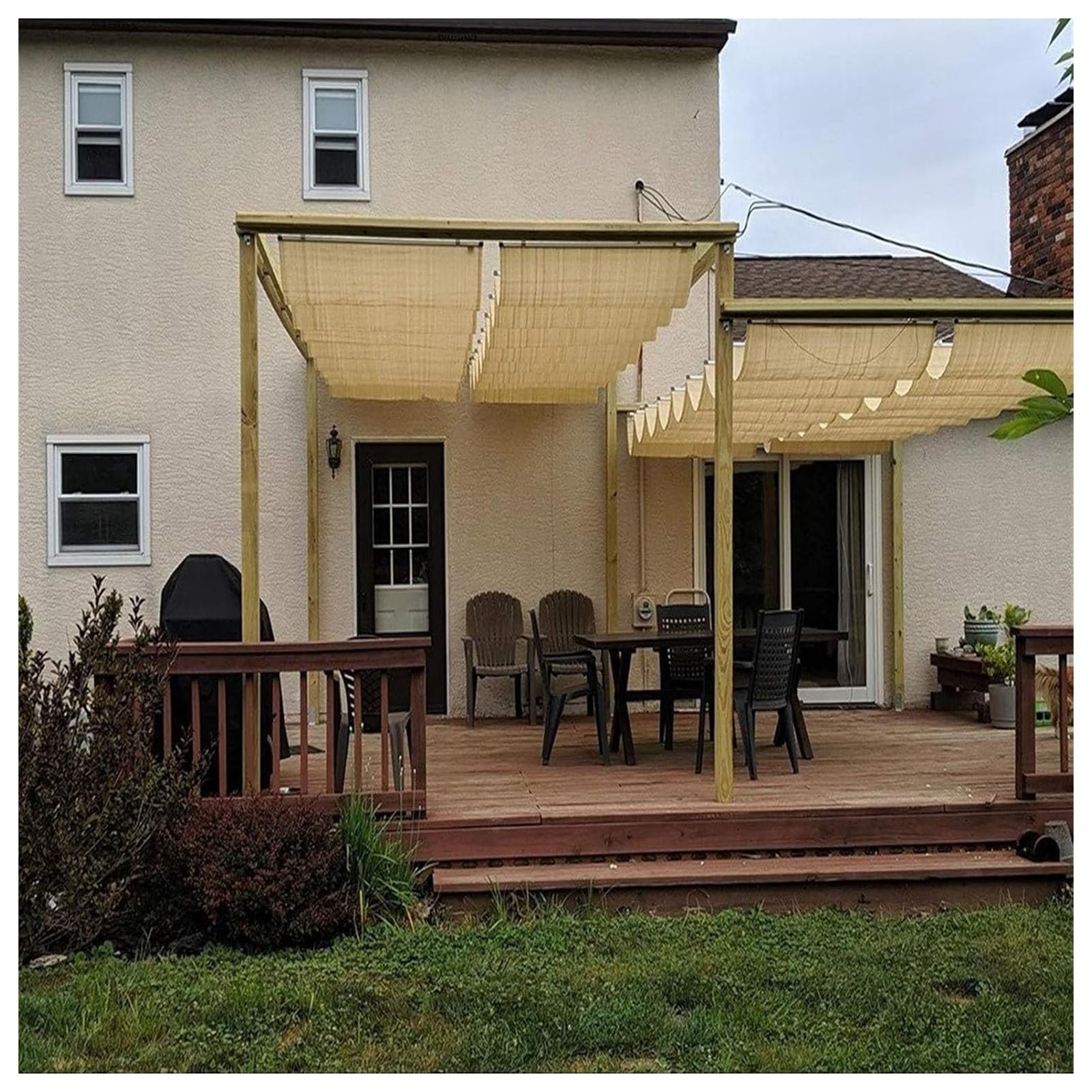 Voile d'ombrage rétractable en PEHD anti-UV pour l'aménagement extérieur de la terrasse