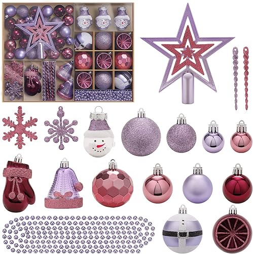 SY Super Bang Juego de adornos de Navidad, 90 adornos colgantes de Navidad inastillables para decoración de árbol de Navidad, para interiores,