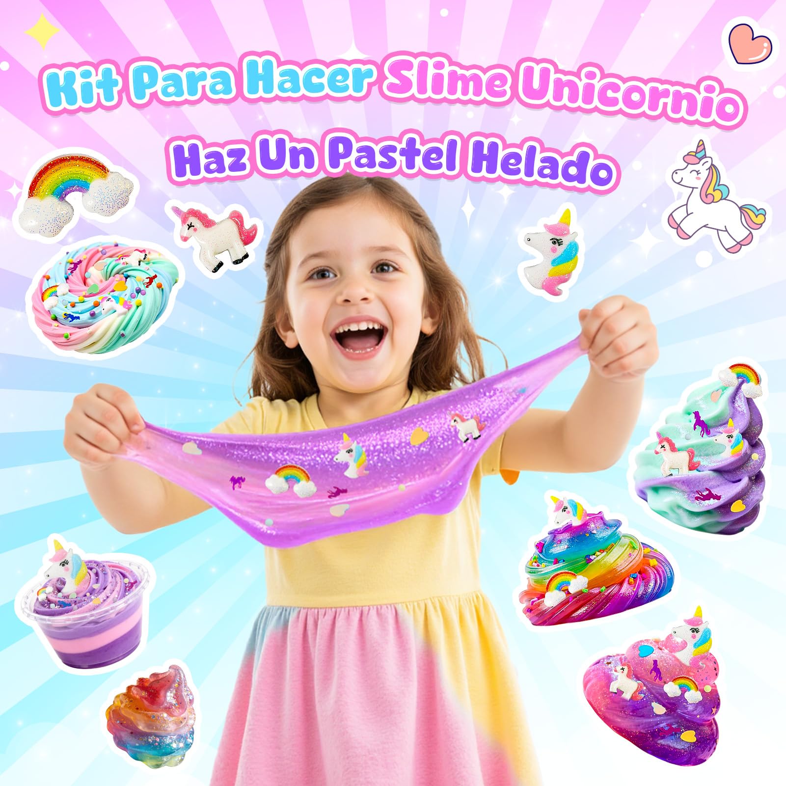 iKidiki Slime para Niñas, Regalo Niña 6 7 8 9 10 11 12 Años Unicornio Activador Slime Fluffy Kit Juguetes Niños Niña 6-12 Años Manualidades para Niñas Regalos de Cumpleaños para Niños