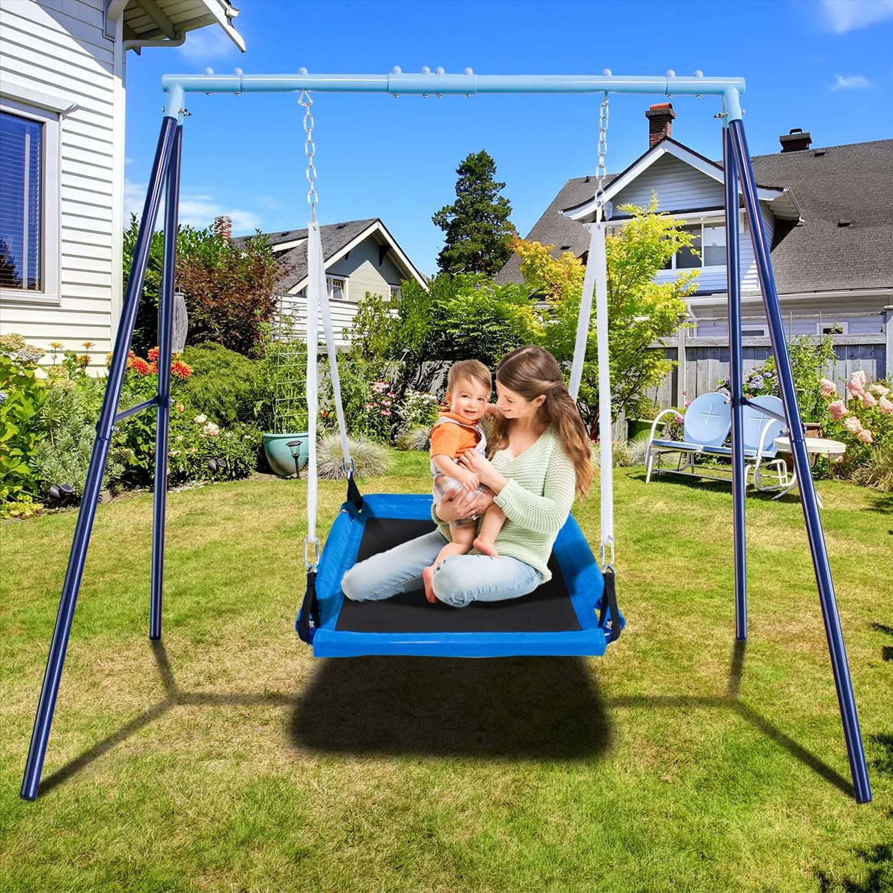 JYGOPLA 500lbs Metal Swing Sets, 50" Platform Tree Swing