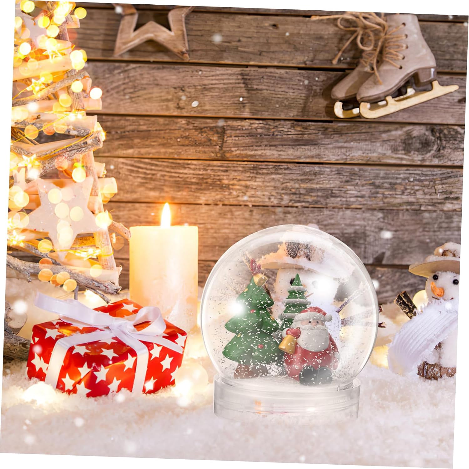 INOOMP 15pcs Plastic Snow Globes with Lids for DIY Crafts Fillable Water Globes for Christmas and Valentine’s Day Home Decoration