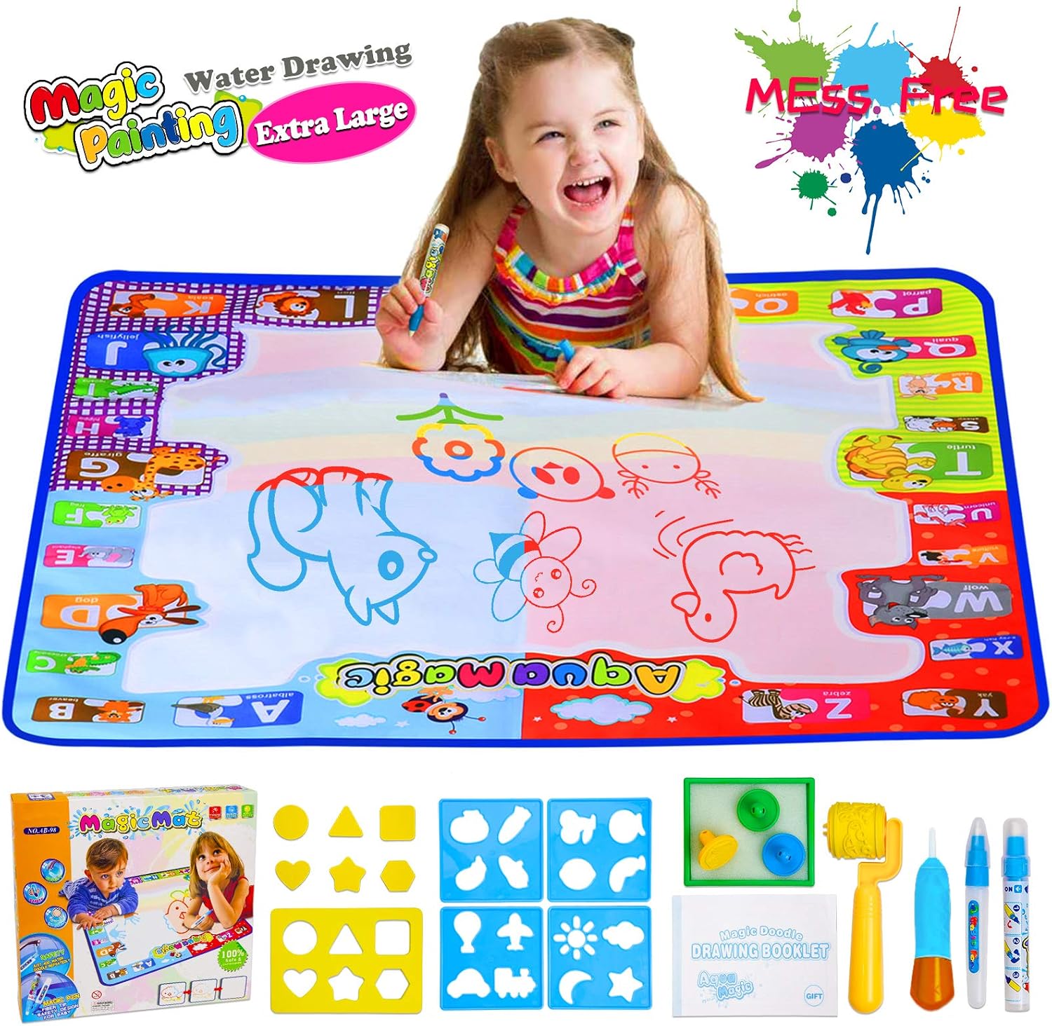 Ayeboovi Toddler Toys Water Drawing Mat Toy for 3 4 5 Year Old Girl Magic Toddler Painting Kit