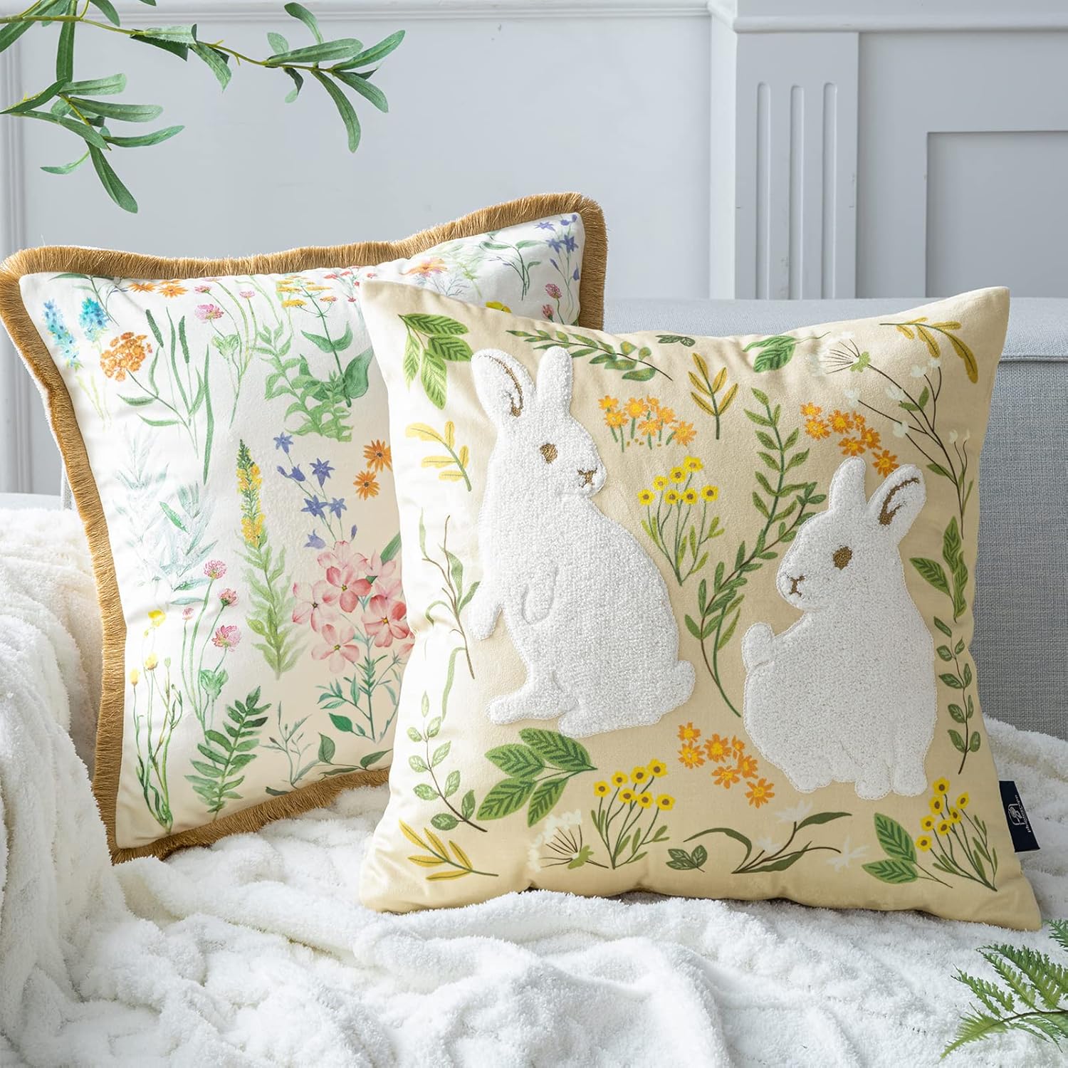 Phantoscope Pack of 2 Happy Easter Throw Pillow Covers