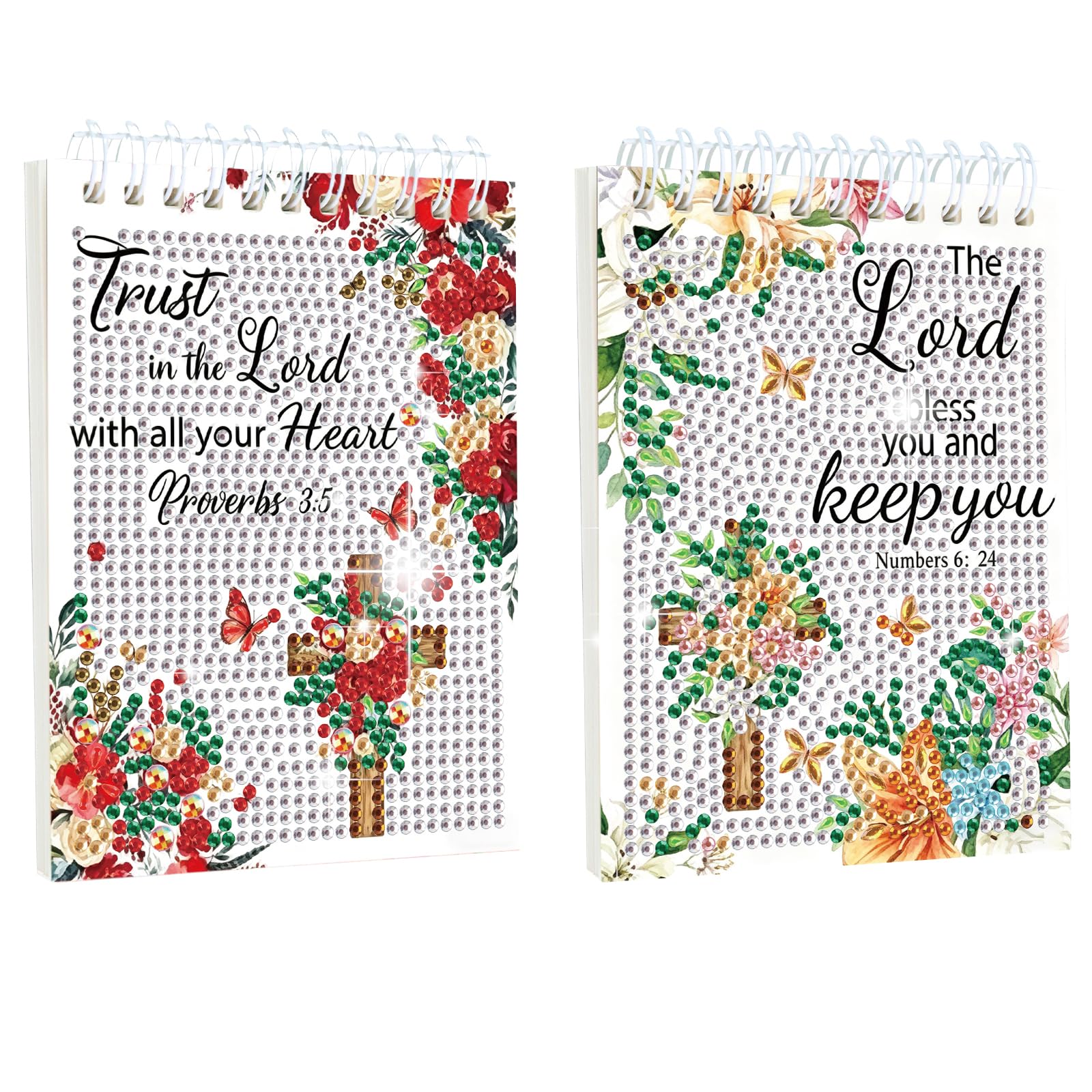 Lords Promise 2Pcs Diamond Painting Journals Notebooks Special Shaped Diamond Art Hardcover Dairy Book Pu 5D Diamond Art Painting Notebook With Tools For Adults Beginners Holiday Birthday Gift