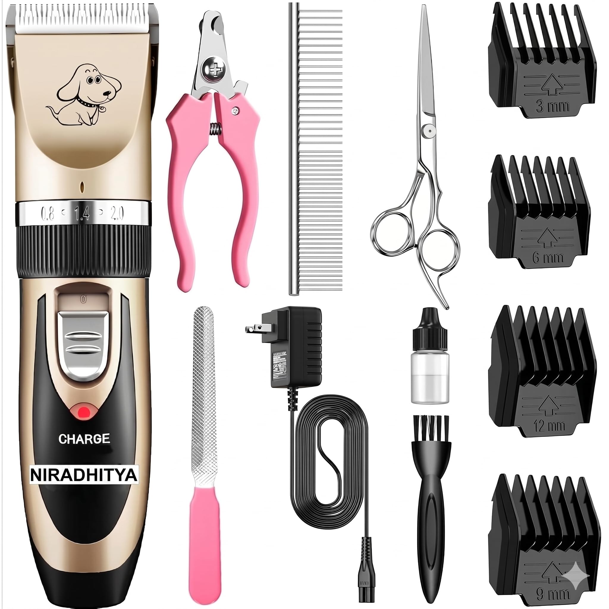 Unisex Low Noise Rechargeable Cordless Heavy duty Pet Hair Grooming Clippers Kit, Dog Hair Trimmer for Cat Pet, For Shih Tzu Poodle Golden Retriever german shepherd persian cat, Machine For Dogs, Cats, Pets And Animal Trimmers-image-32
