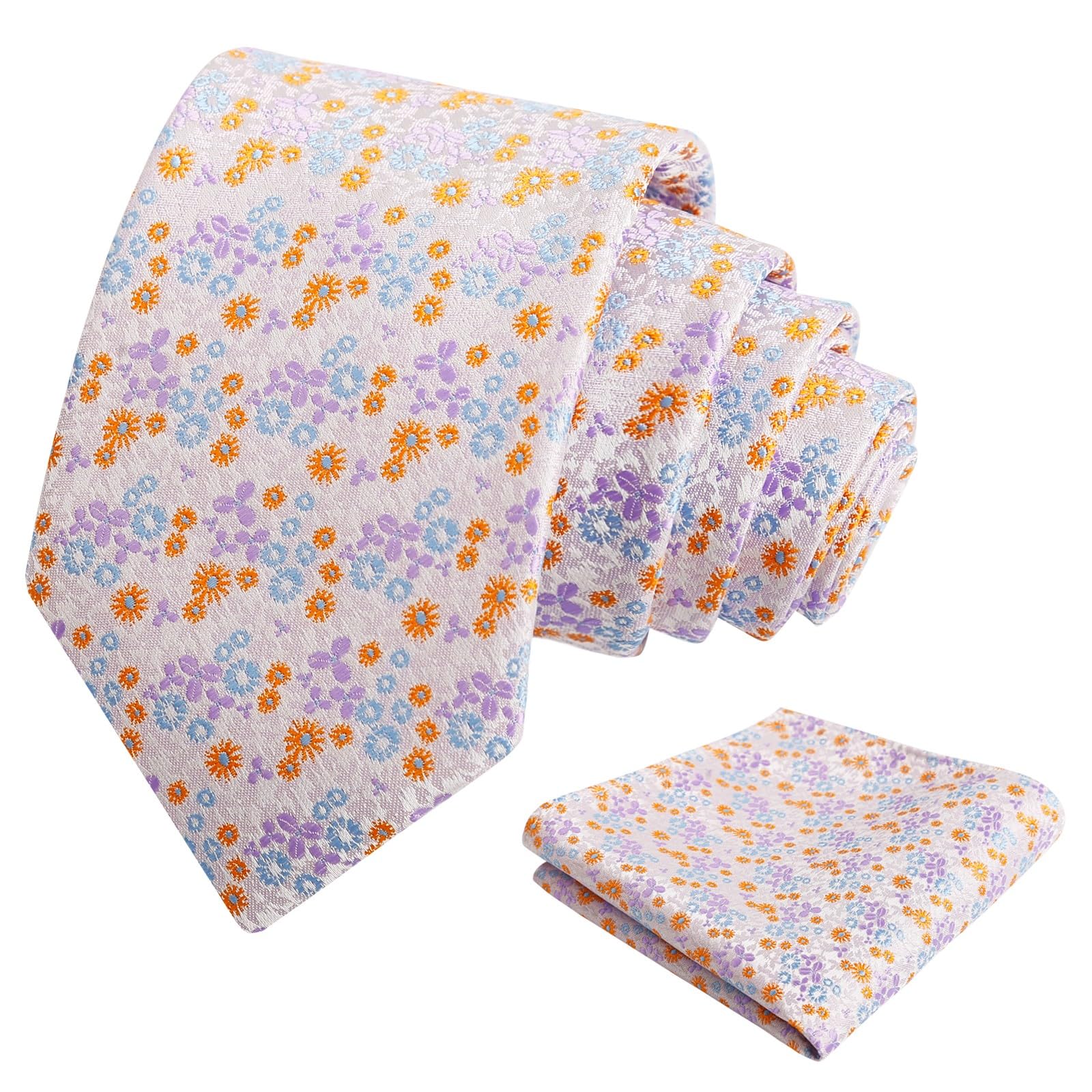 Alizeal Mens 3.15'' Floral Tie with Pocket Square