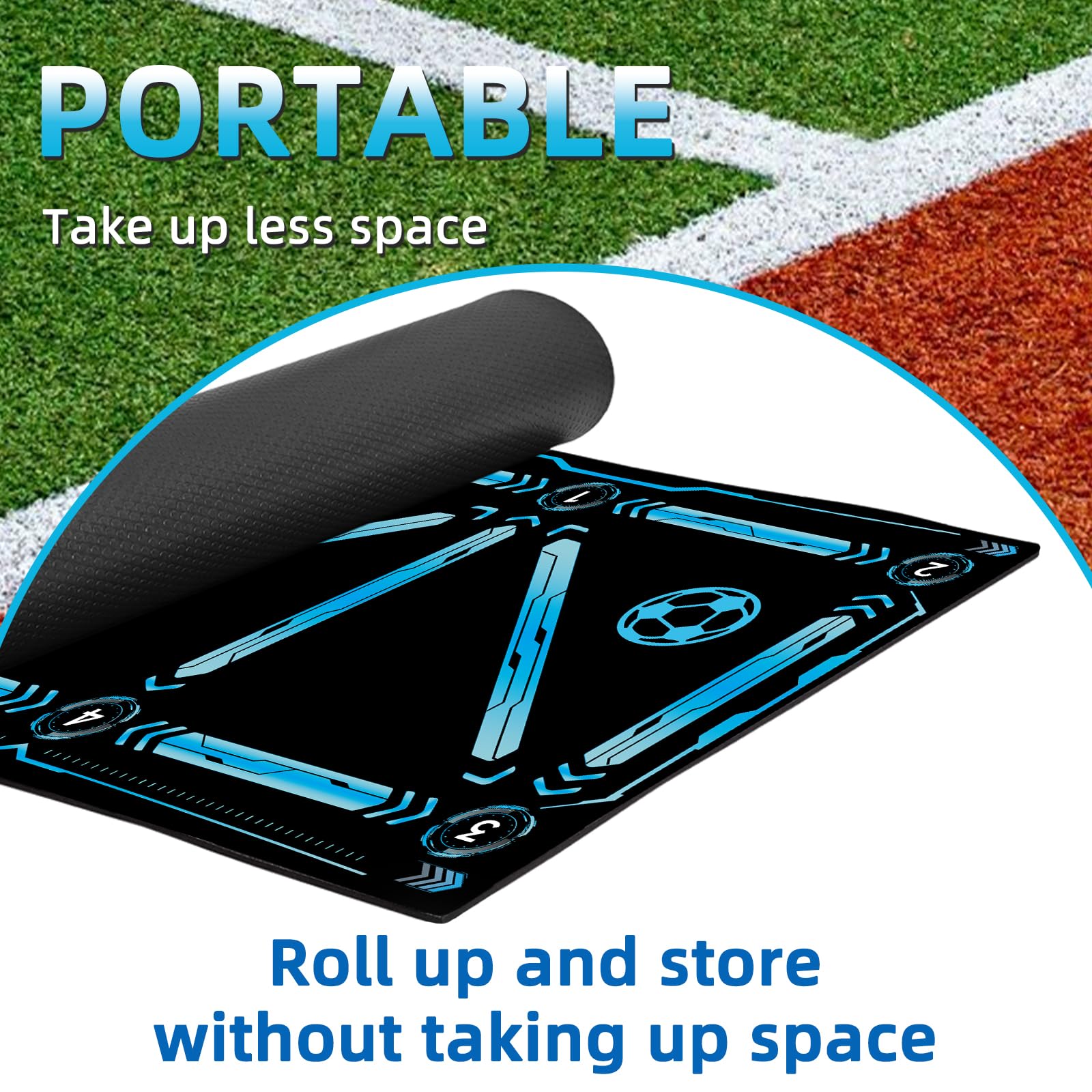 Soccer Training Equipment,Soccer Training Mat Improve Strength,Agility and Coordination,Anti-Slip Silent Absorption Soccer Footwork Training Mat