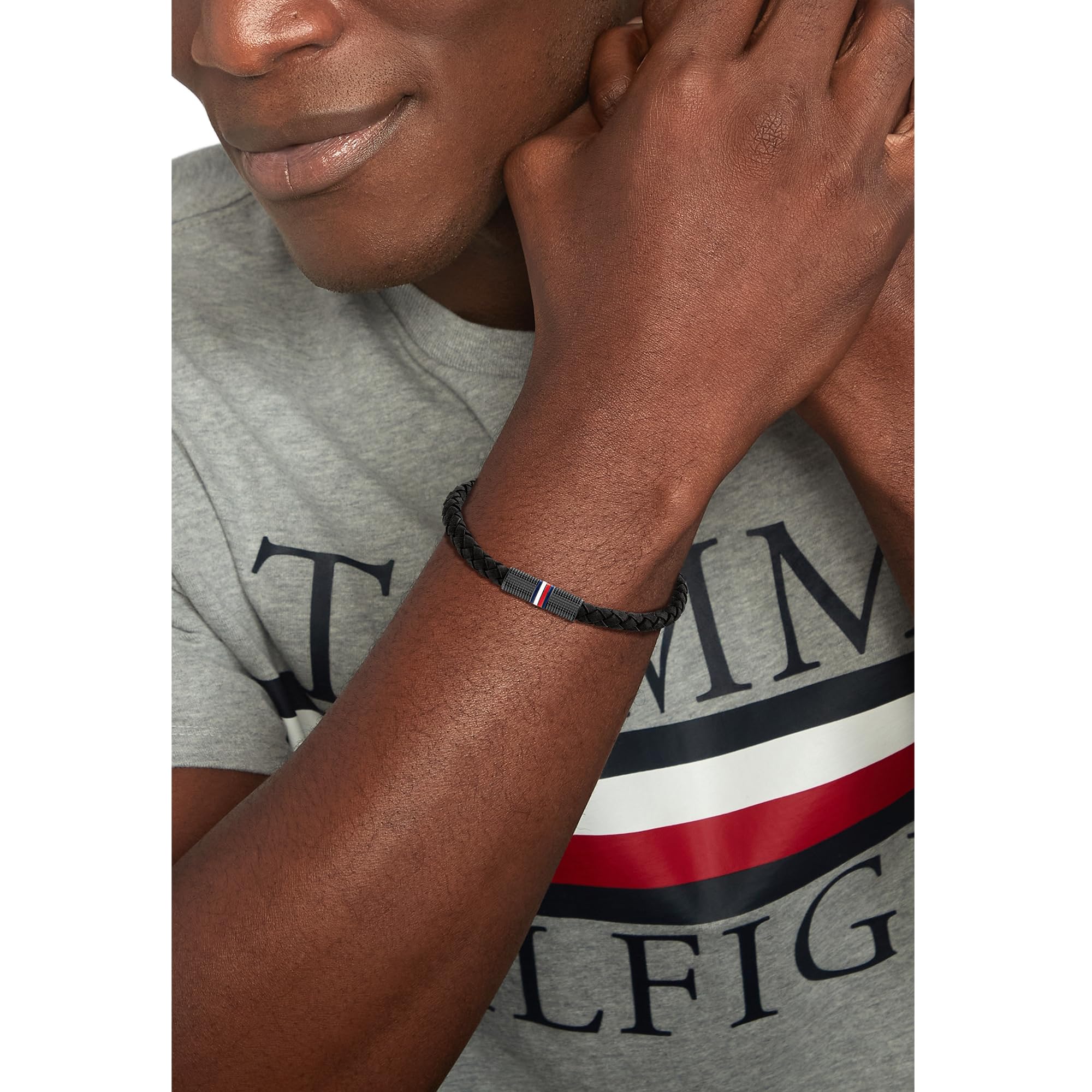 Tommy Hilfiger Jewelry Geflochtenes Lederarmband für Herren Schwarze Farbe - 2790459