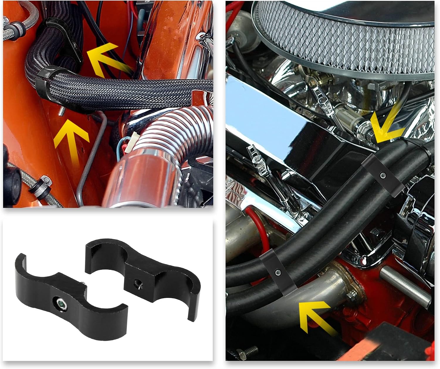 X AUTOHAUX 4pcs Black AN6 14mm Hose Separator Clamp Fitting Adapter image 3