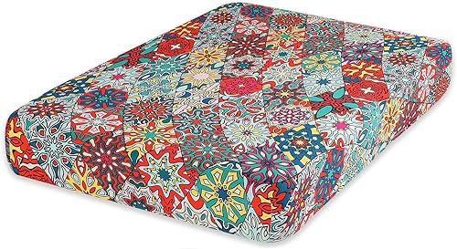 Miniatura 133 de hyha Fundas de cojín de sofá estampadas, fundas de sofá florales lavables para sofá de 3 cojines, fundas de cojín elásticas con patrón de Rojo y