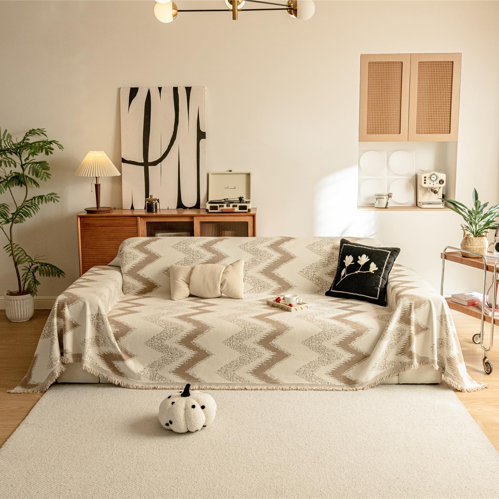 Housse de canapé 2 places brun clair 180x180cm couverture complète