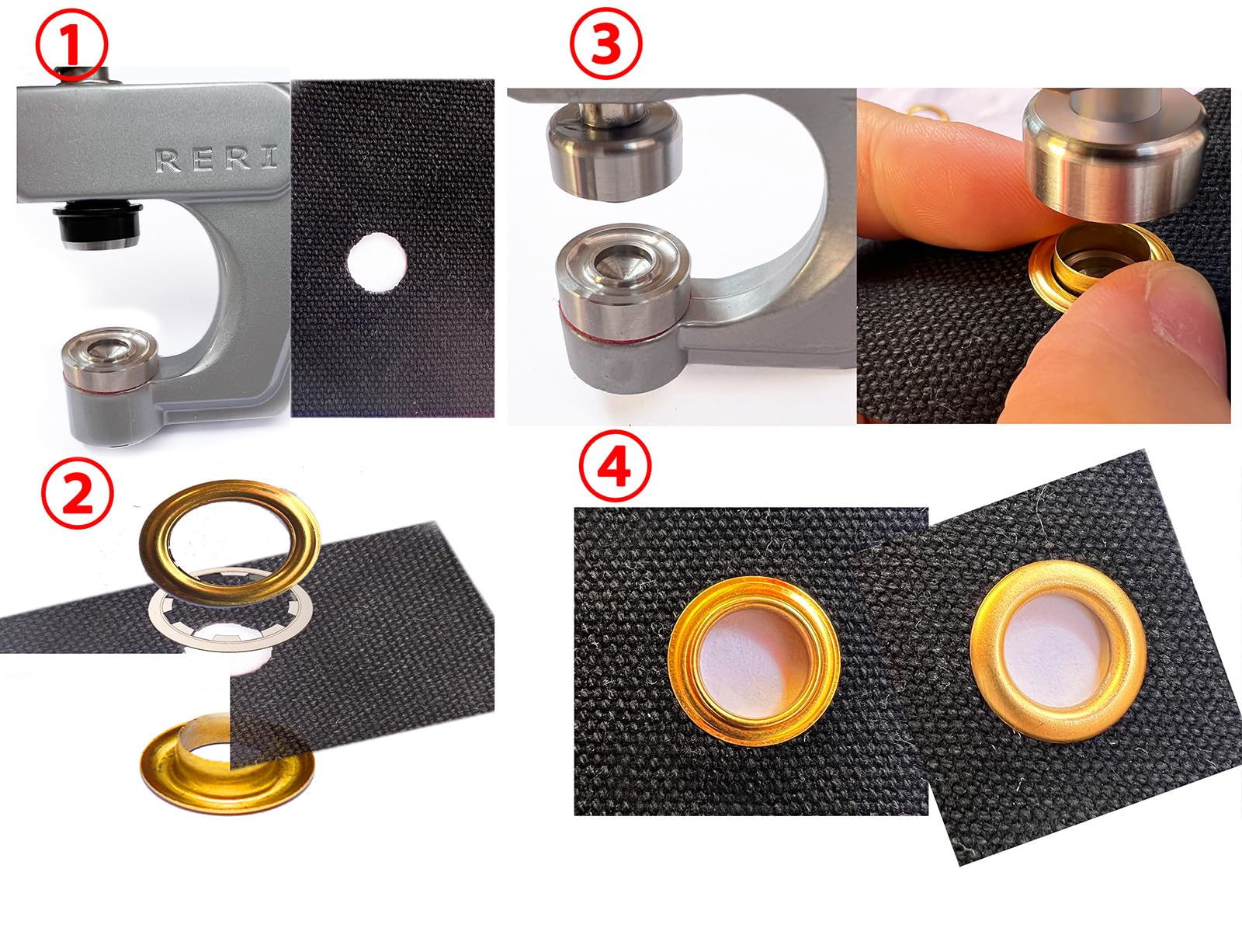 Set di pinze per occhielli con set di occhielli e strumento 80 pezzi Nero Ø14mm Set di occhielli con strumento di regolazione per pubblicità esterna, lacci, abbigliamento, zaino, pelle per scarpe