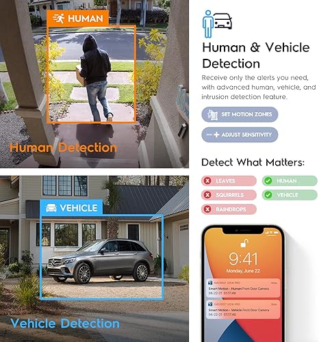 Miniatura 3 de Amcrest Cámara IP PoE AI de 5 megapíxeles, cámara IP de seguridad para exteriores, micrófono incorporado, detección de humanos y vehículos,