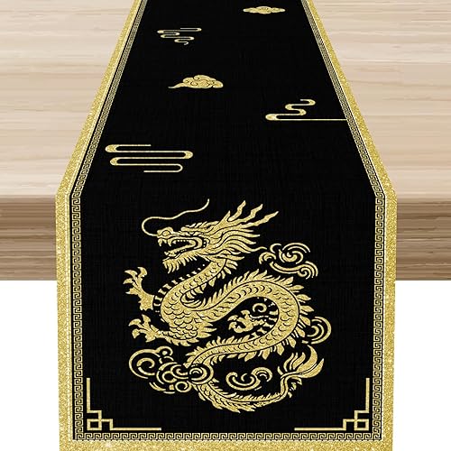 Miniatura 7 de Camino de mesa japonés, retro, tradicional, vintage, grúa, nubes, asiático, oriental, ondas, plantas, naturaleza, camino de mesa para el hogar,