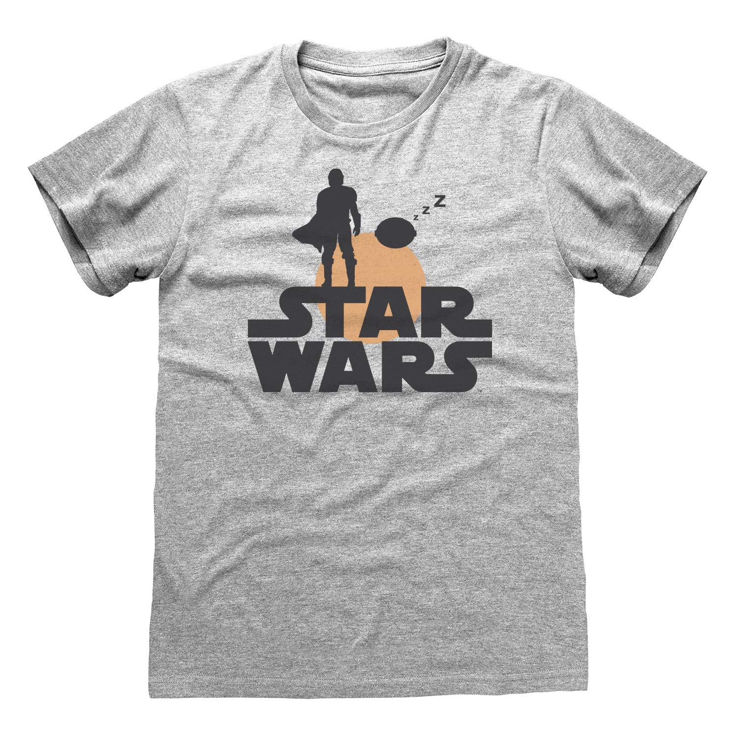 Star Wars The Mandalorian Womens Mando And The Child Silhouette Boyfriend Fit T-Shirt, Grey, S-5XL