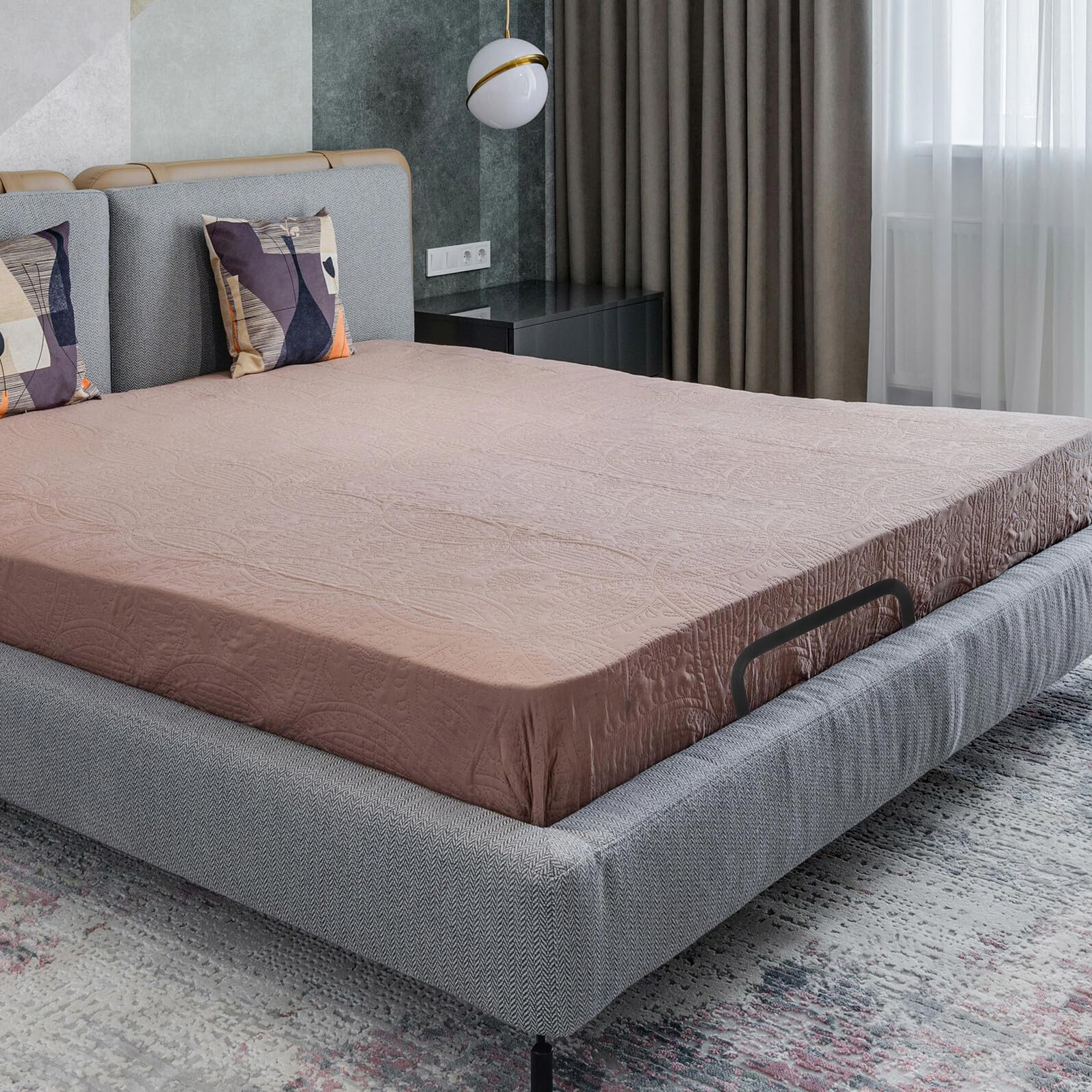 Lot de 4 Barres de Maintien de Matelas Antidérapantes en Fer Noir 20X50X265 MM pour Cadre de Lit Supports Métalliques Pare-Chocs de Ridelle Butées de Glissement pour Literie