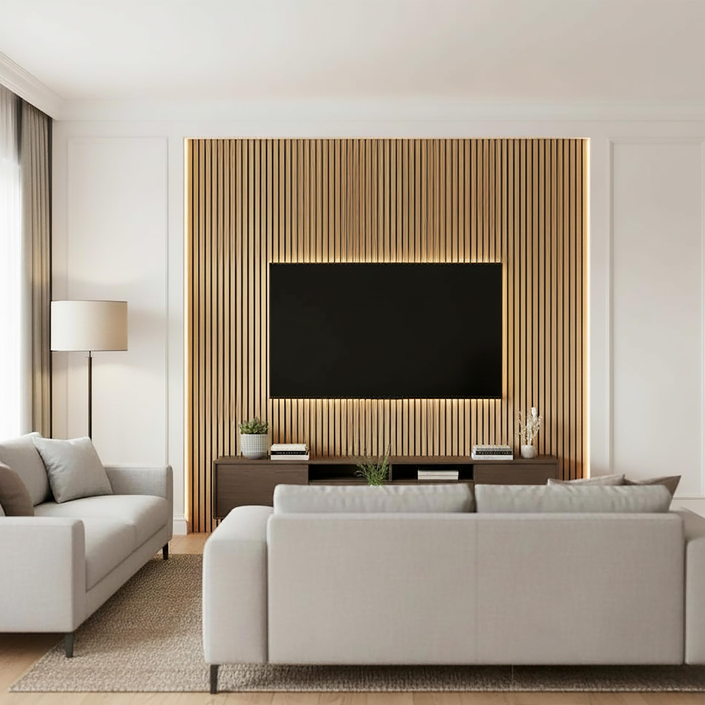 Lot de 4 panneaux acoustiques, aspect bois, 60 x 30 cm, absorbeur de bruit, décoratifs, isolation phonique, panneaux muraux pour 0,72 m², panneaux muraux, revêtement mural, isolation acoustique