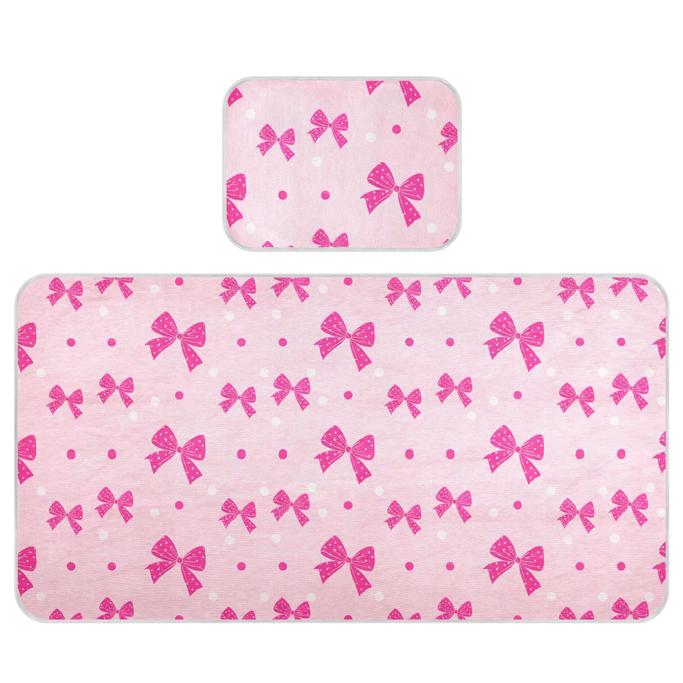 Takiito Pink Bow Dot Baby Cooling Mattress Pad, Soft & Breathable Cooling Mat Keep Baby Cool in Summer 28x52 in, Nursery Essential