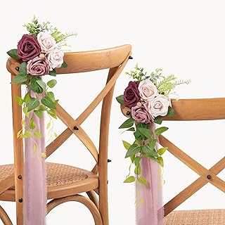 DORIS HOME Wedding Aisle Decorations Mauve Pew Flowers Set of 10 for Wed...