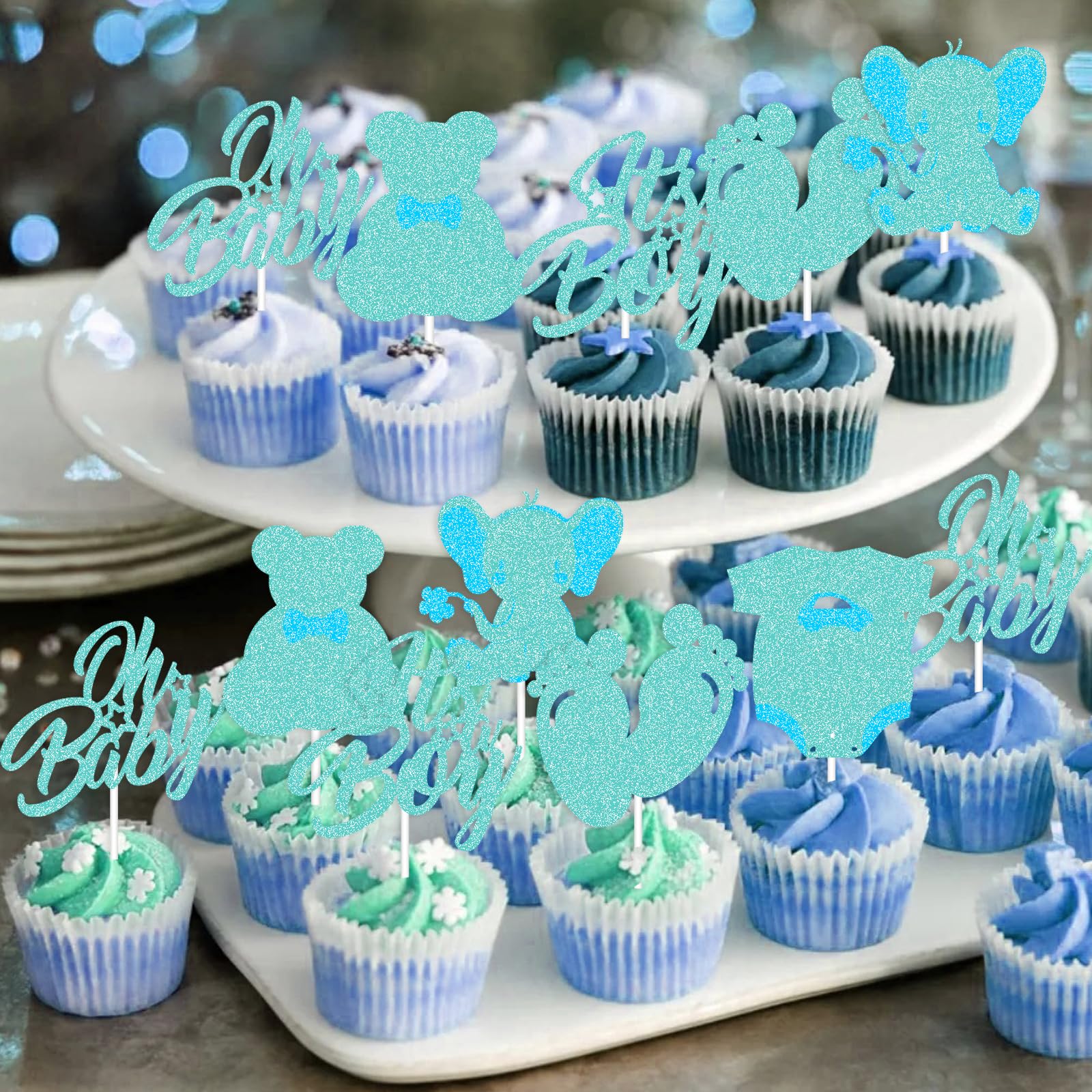 30 Pz Cake Topper Torta Baby Shower Topper Cupcake Scritte Oh Baby Glitterato Decorazioni Baby Shower Nascita Compleanno Festa Gender Reveal