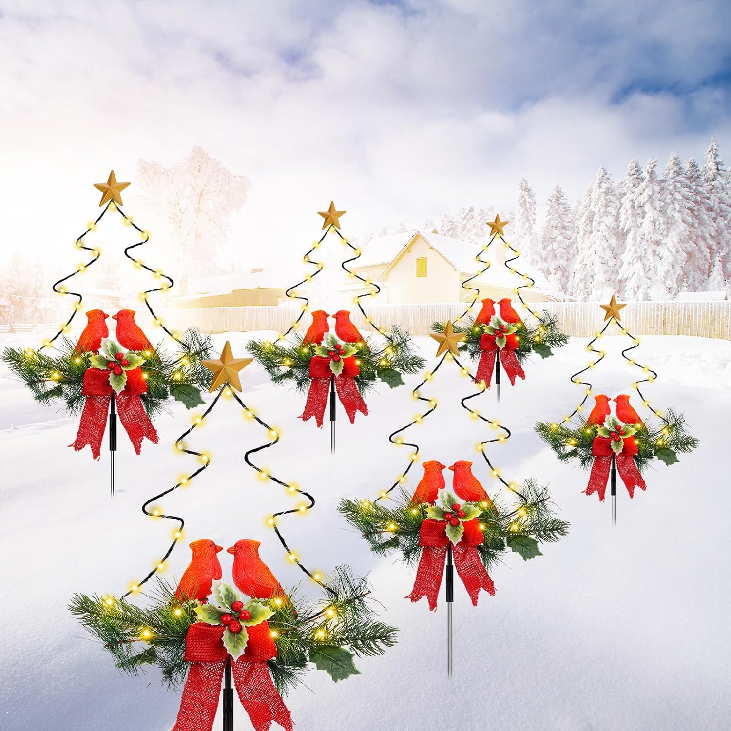 Mumufy 6 Pcs 32 Inch Solar Outdoor Christmas Decorations